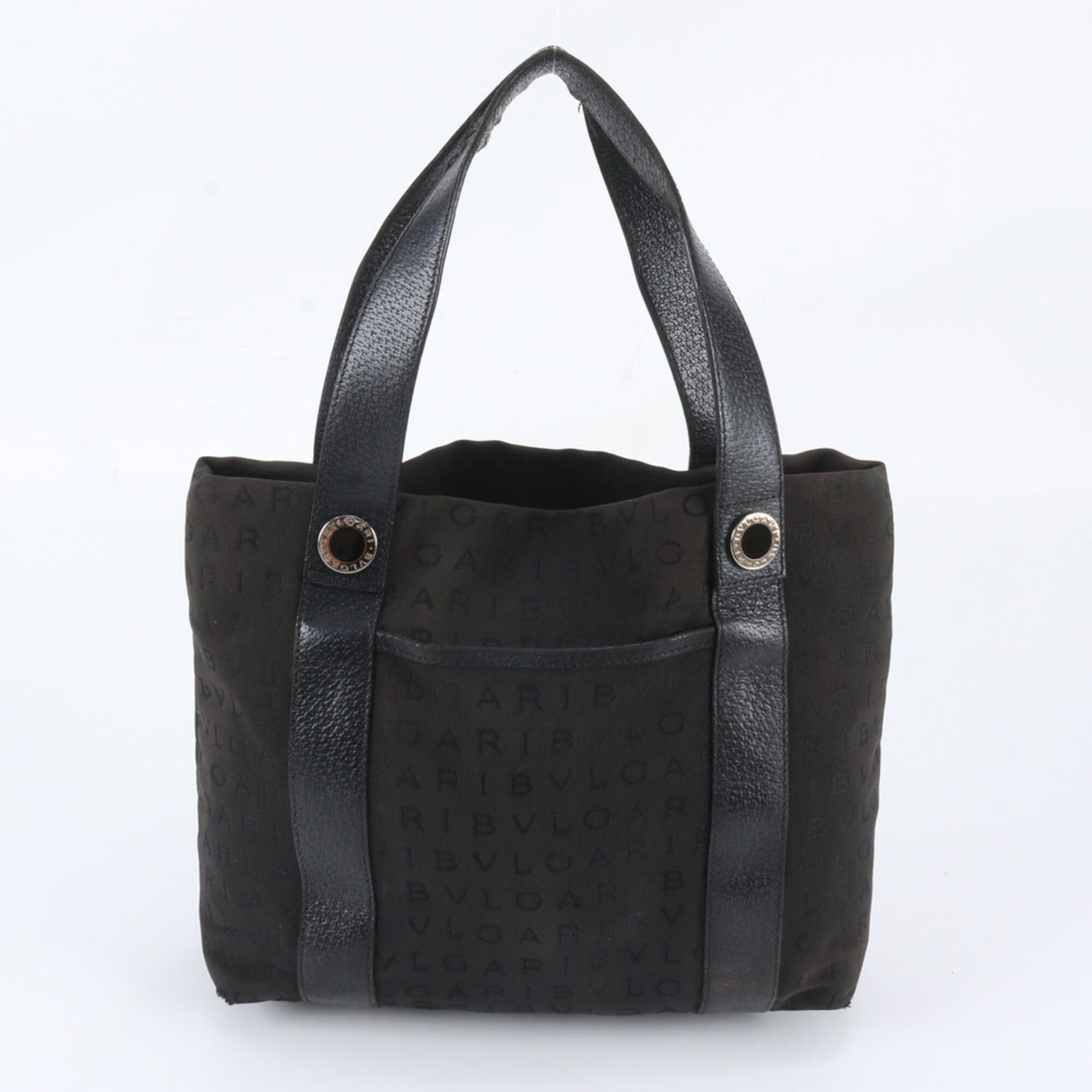 Bvlgari Bvlgari Logomania Leather Canvas Tote Bag Shoulder Handbag Black Women's Size ONE SIZE - 1 Thumbnail