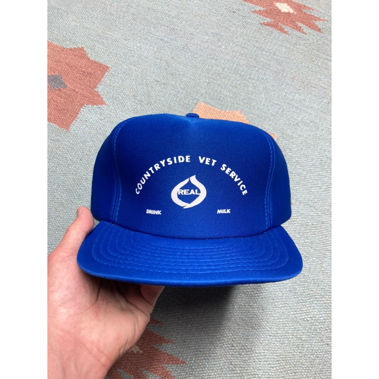 Vintage VINTAGE SnapBack Hat Countryside Vet Service Veterinary Real Drink Milk Country Farm 80s NOS Adjustable Blue Men Hat Mens Size ONE SIZE - 2 Thumbnail