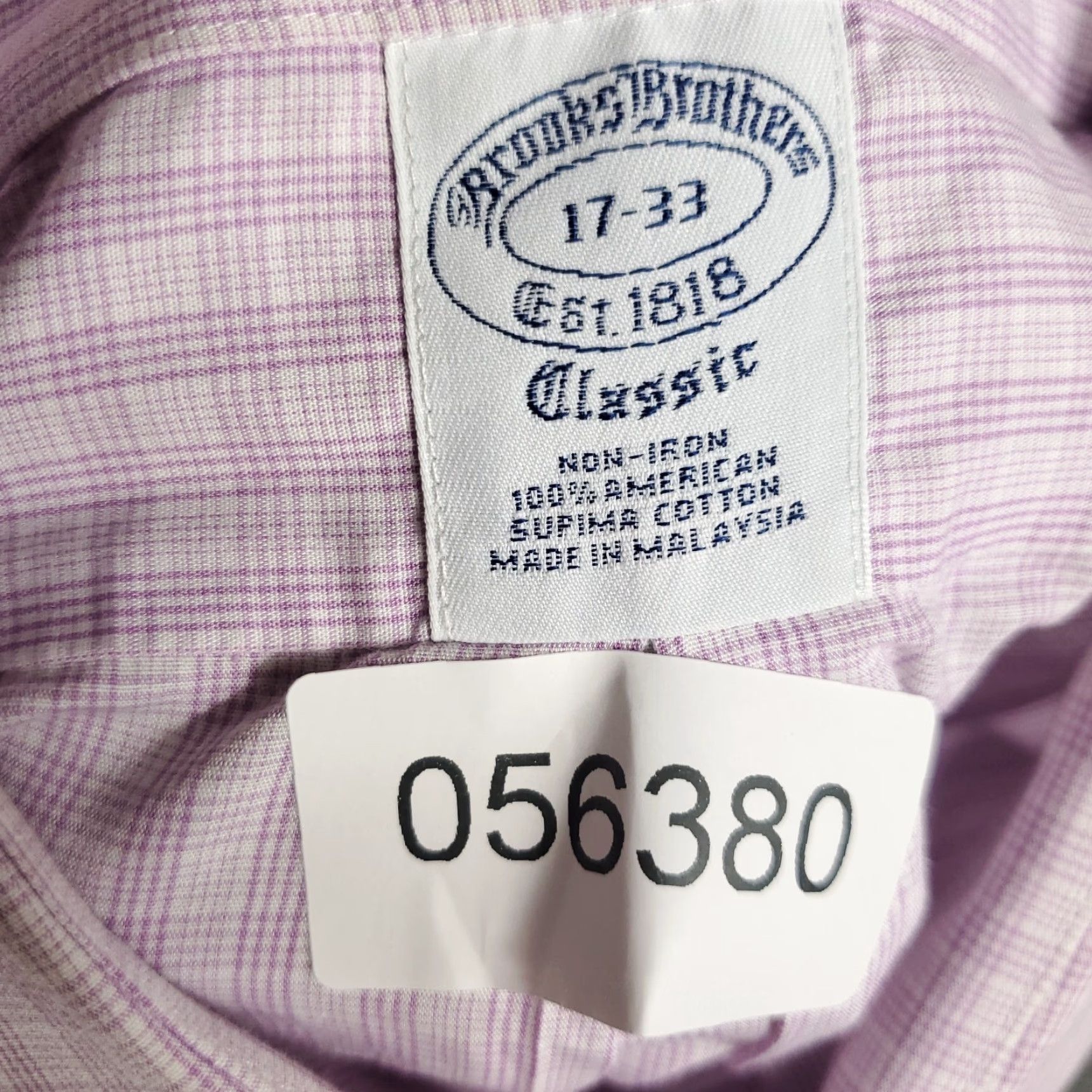 Brooks Brothers VINTAGE Brooks Brothers Dress Shirt Men Size 17 Purple Plaid Long Sleeve Business Casual Formal Size 46R - 8 Thumbnail