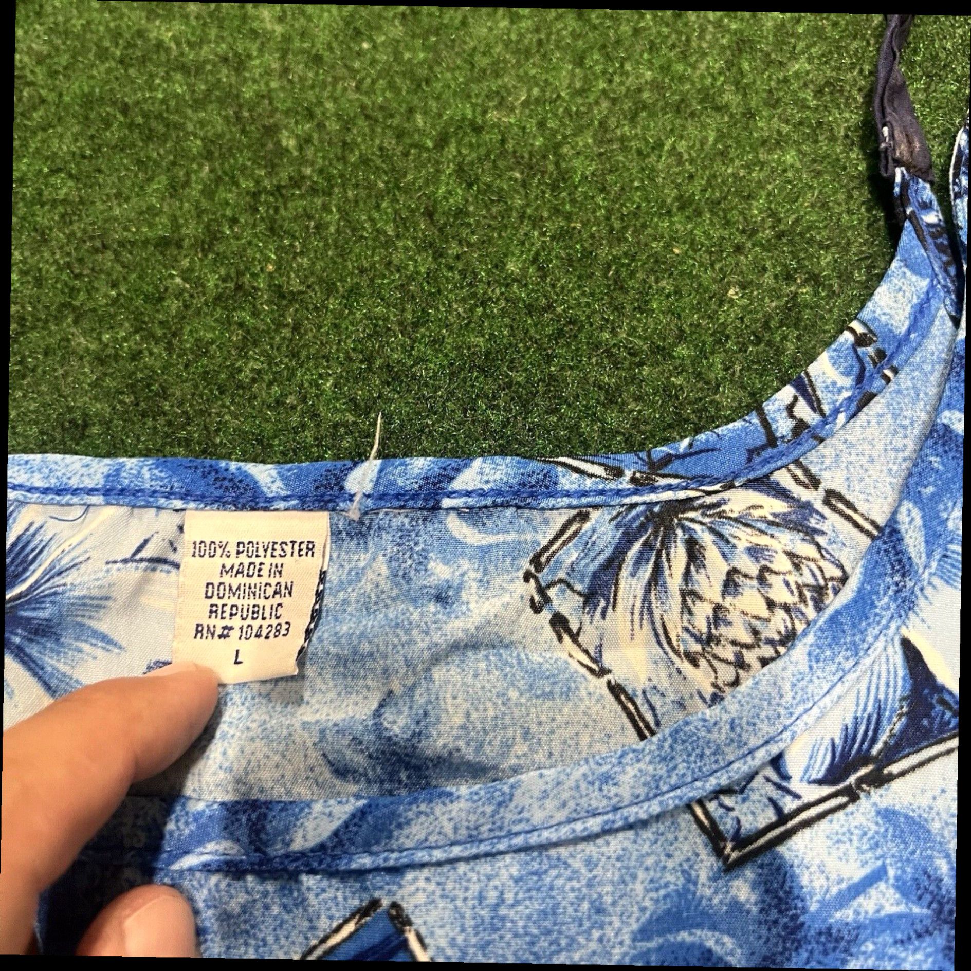 Vintage Vintage Womens Dress Maxi Blue Hawaiian Spaghetti Strap Sz L Swim Cover Up Size L / US 10 / IT 46 - 3 Thumbnail