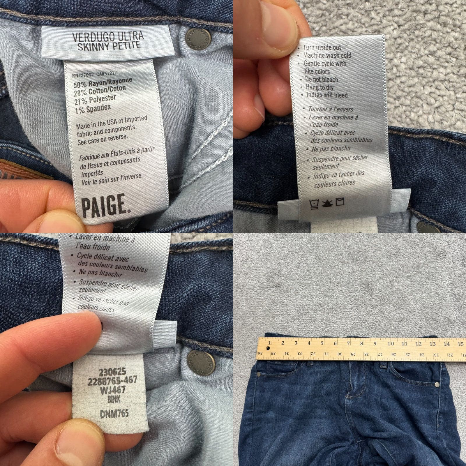 Paige VINTAGE Paige Verdugo Skinny Jeans Womens 26 Blue Dark Wash Mid Rise Denim 28in Inseam Streetwear Size 26" / US 2 / IT 38 - 8 Thumbnail