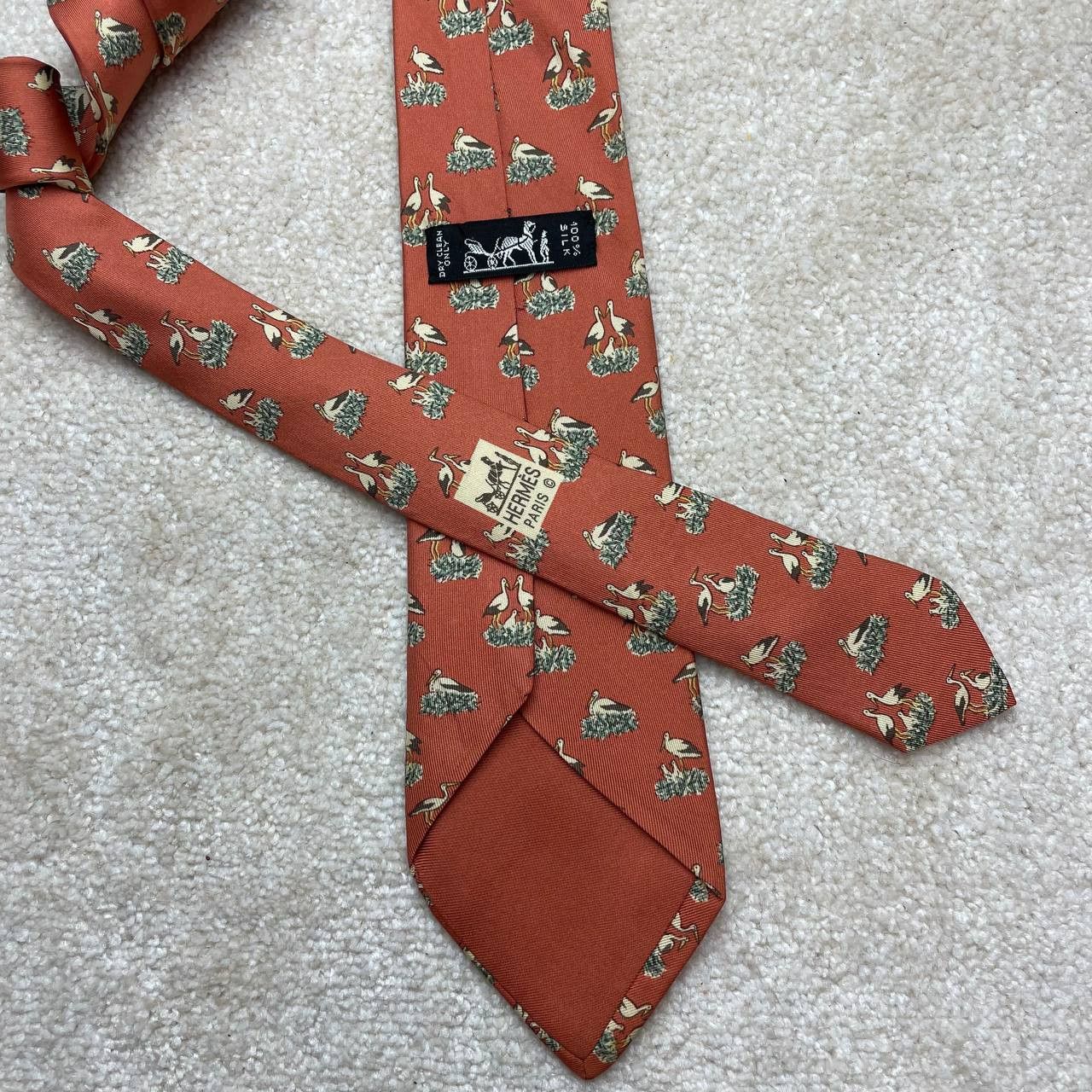 Hermes Paris Silk Tie 7393 PA Birds