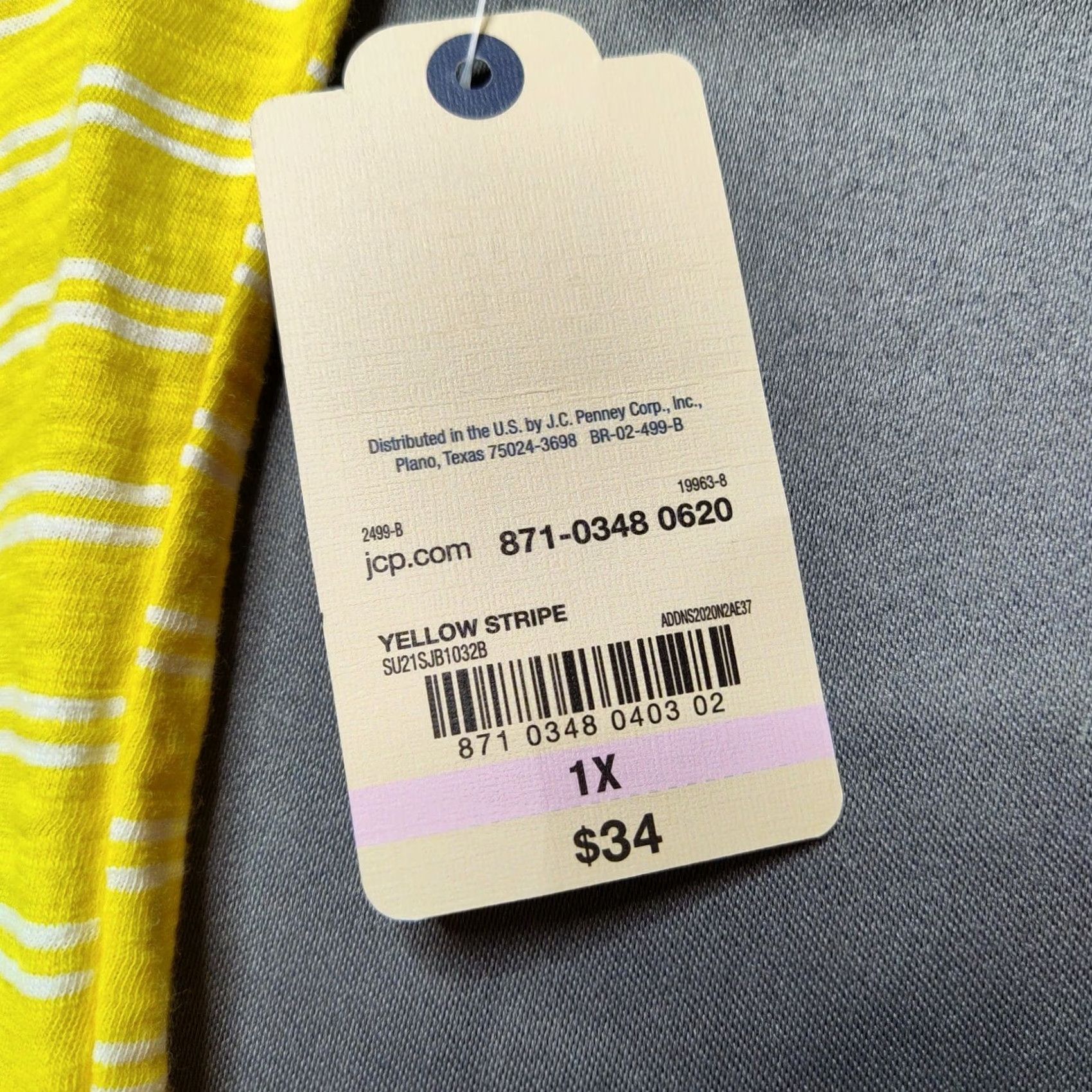 Vintage St. John's Bay Women Plus 1X Yellow Stripe Cap Sleeve V-Neck Pullover Shirt NEW Size XL / US 12-14 / IT 48-50 - 2 Thumbnail
