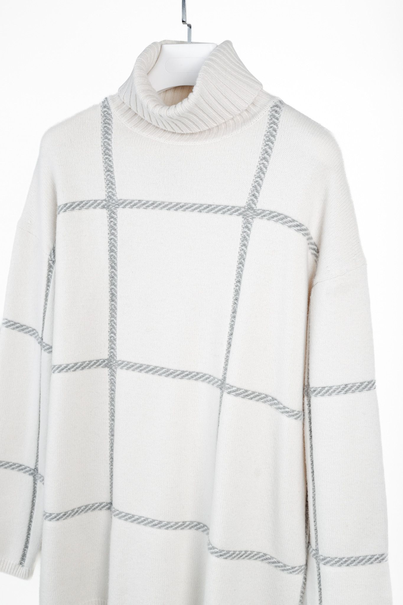 Joseph Joseph AW/22 Cream High Neck Check Knit Sweater Size S / US 4 / IT 40 - 3 Thumbnail