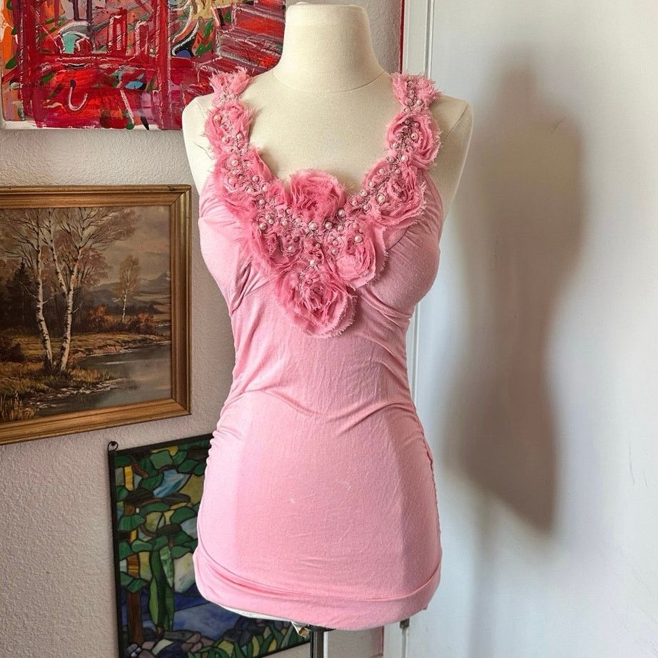 Other entro pink floral design bodycon dress Size S / US 4 / IT 40 - 1 Thumbnail