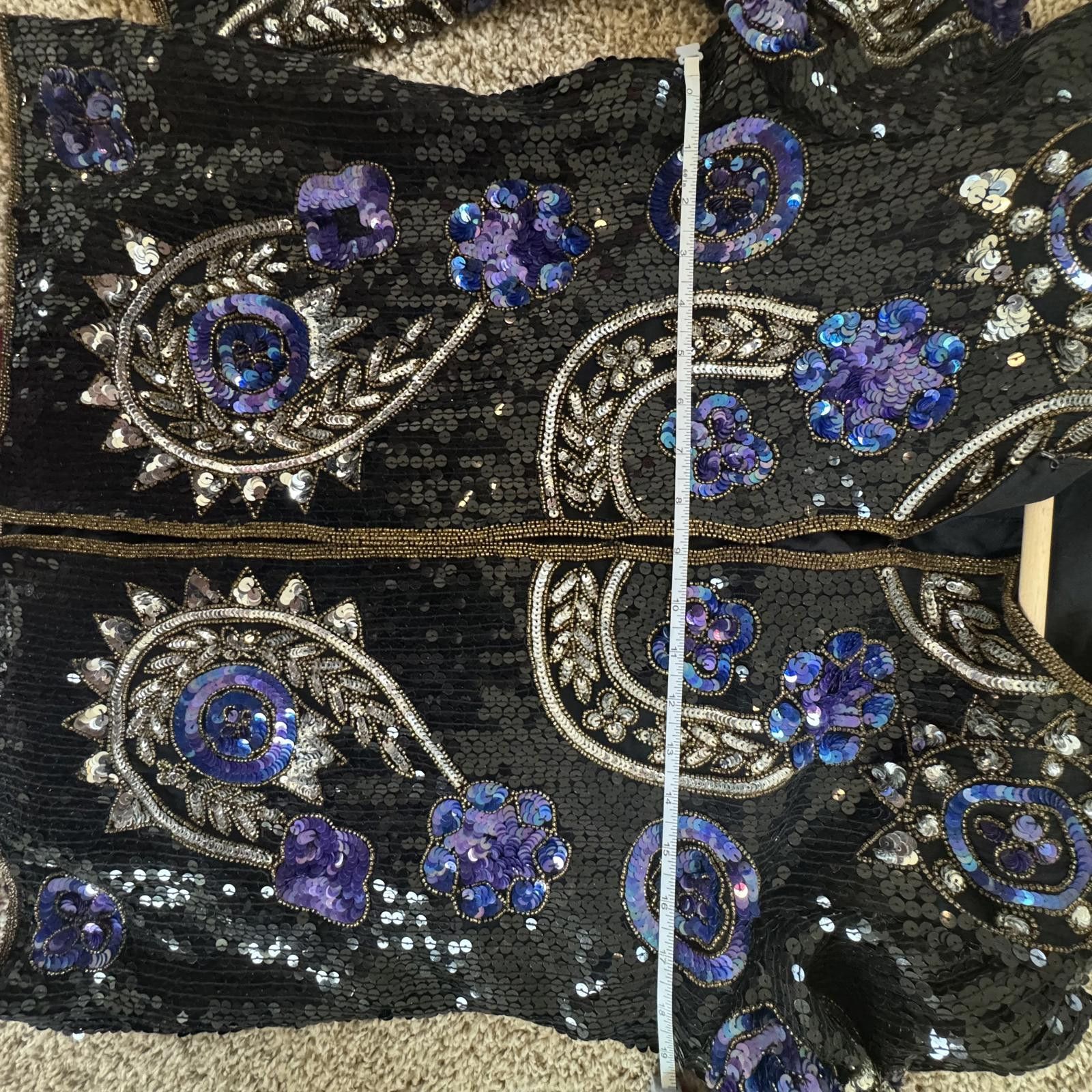 Other Vintage Laurence Kazar Embellished Black Silk Jacket-Large Size L / US 10 / IT 46 - 4 Thumbnail