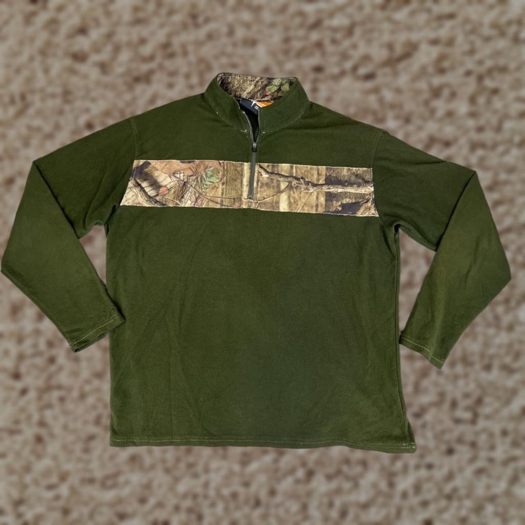 Habitat Habit Men 1/4 Zip Pullover Sweatshirt Camouflage Green XL Fleece Mock Neck Sports Outdoor Shirt Size US XL / EU 56 / 4 - 1 Thumbnail