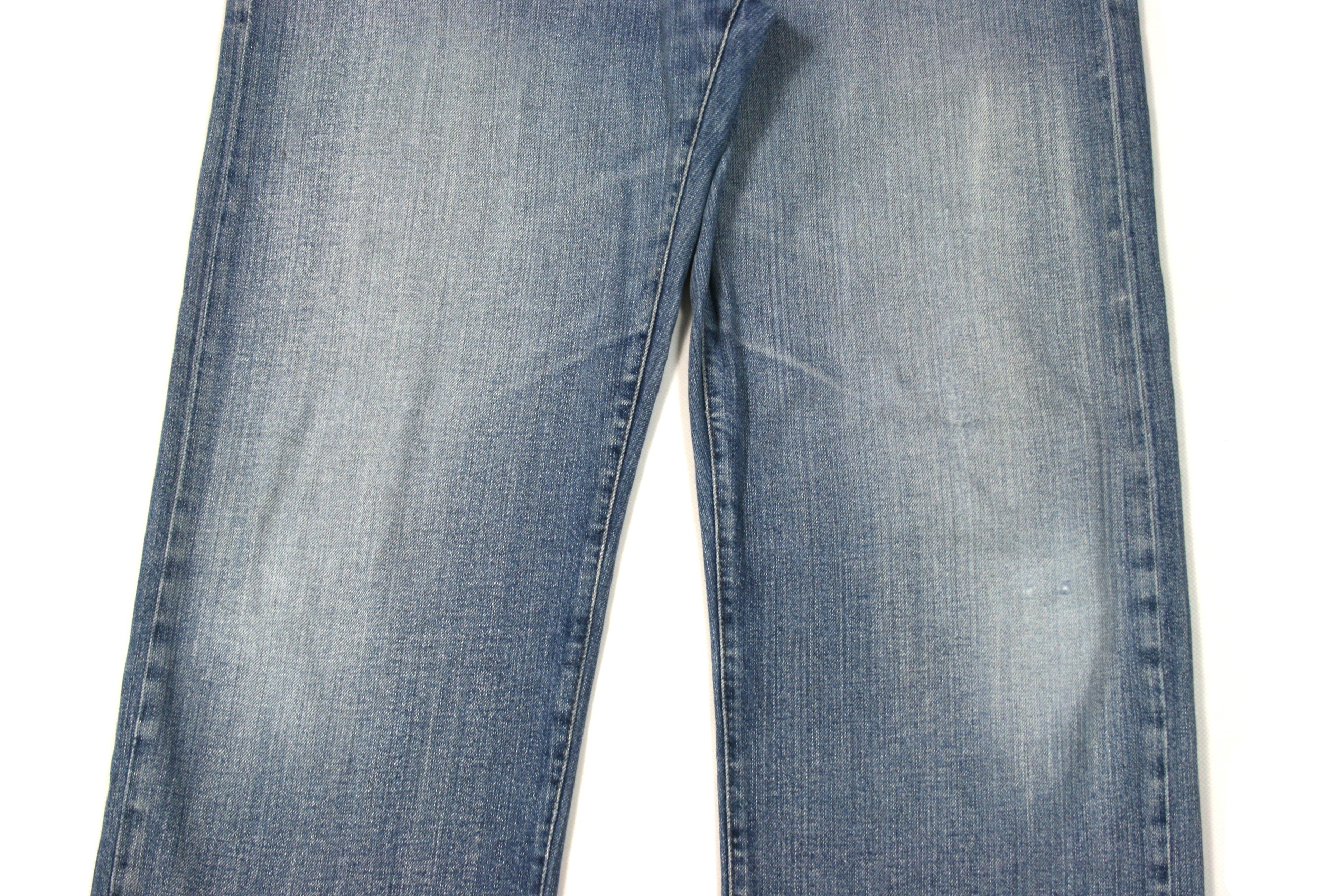 Armani 00S Metal Logo Y2K Wide Leg Indigo Jeans Vintage Size US 34 / EU 50 - 5 Thumbnail