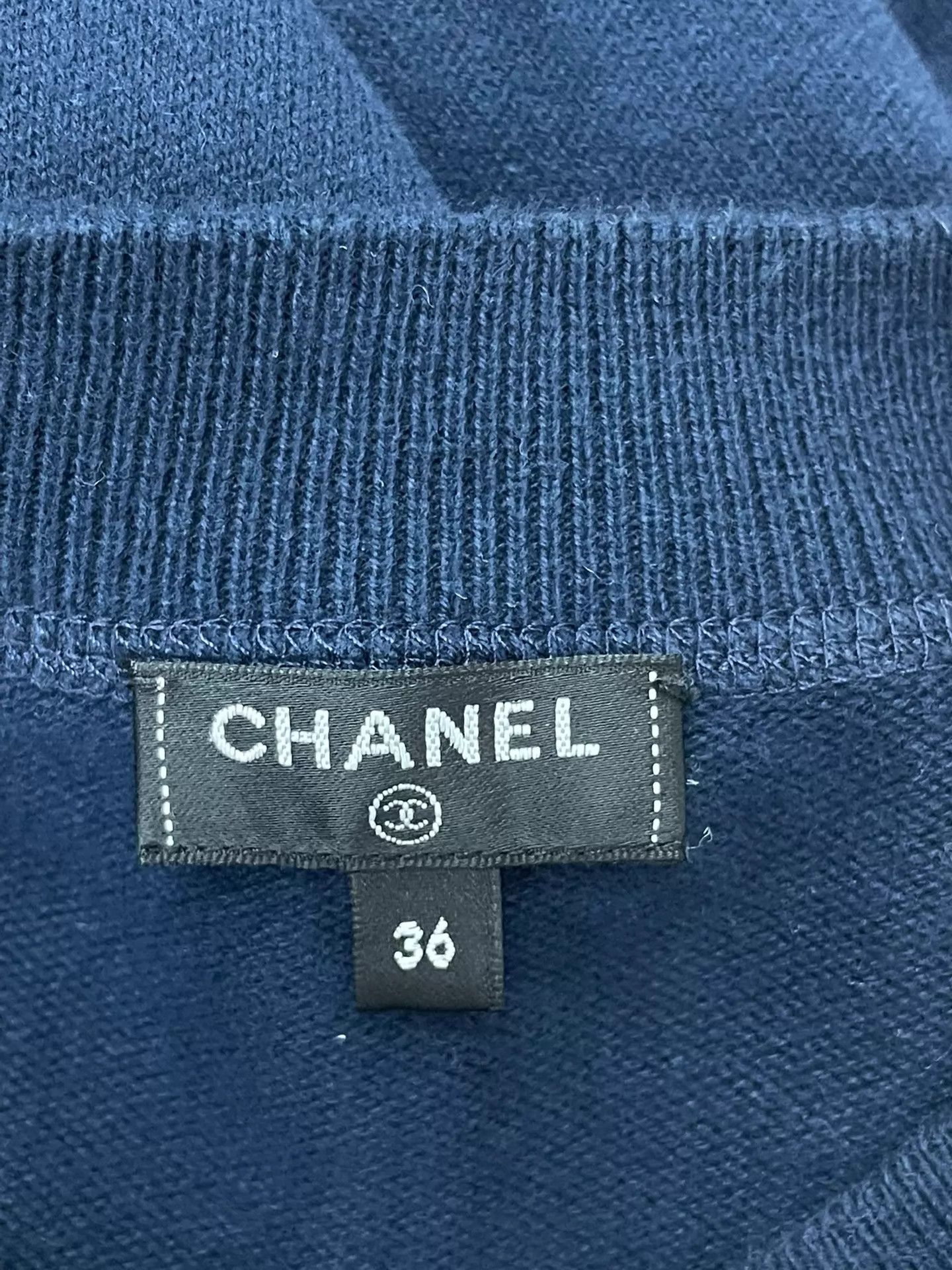 Chanel Chanel New Elegant Navy Blue Knit Dress 36 Size XS / US 0-2 / IT 36-38 - 4 Thumbnail
