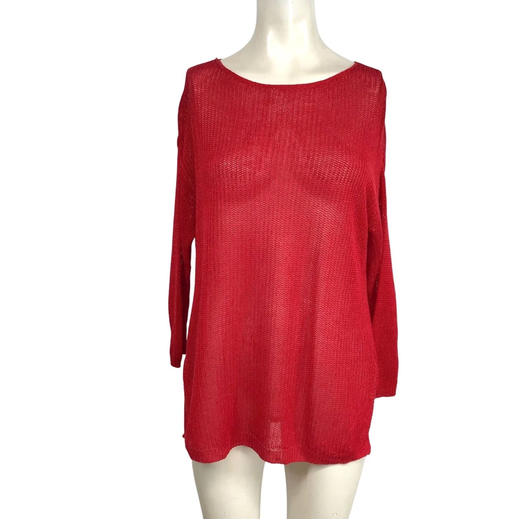 J. Jill J. Jill WOMEN'S S Small RED Long Sleeve Round Neck Pull-Over Knit Sweater Size S / US 4 / IT 40 - 2 Thumbnail
