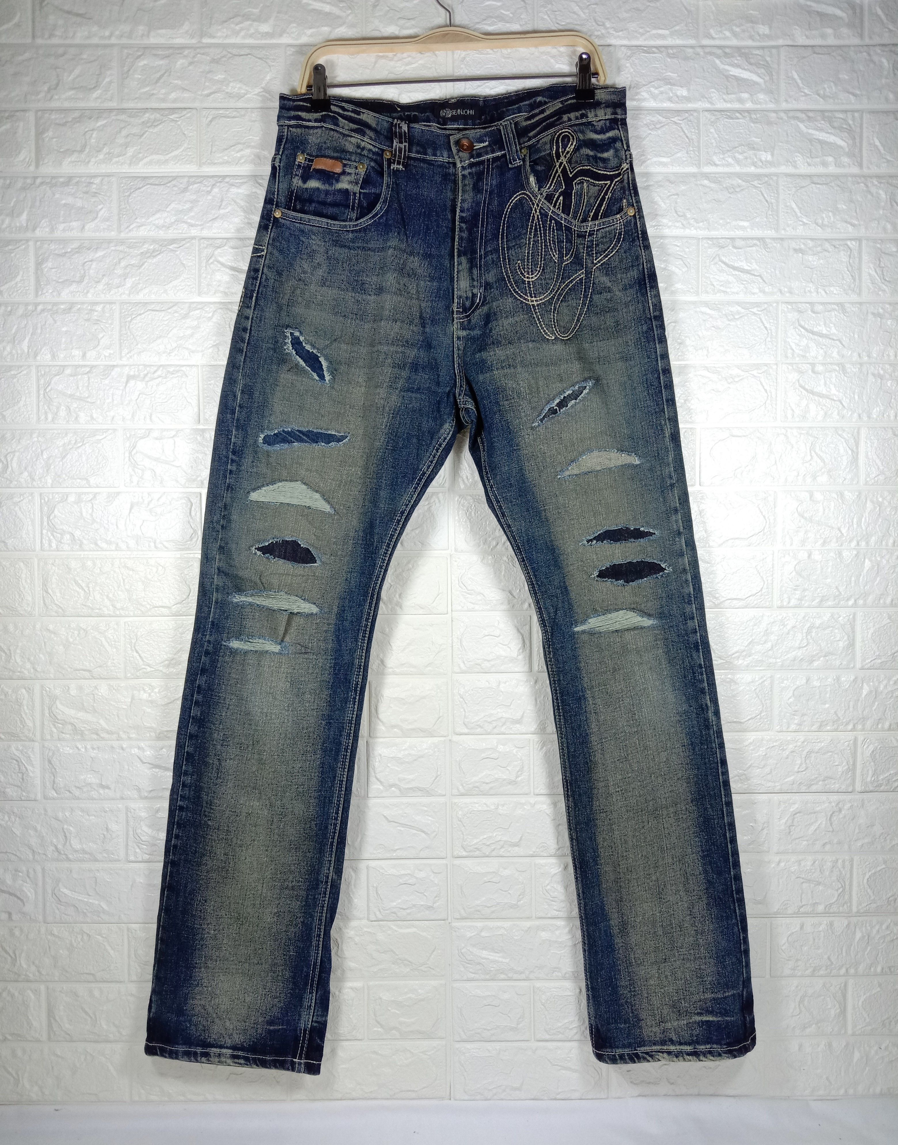 Sean John Sean John Big Logo Distressed Design Jeans Rusty Blue Denim Size US 34 / EU 50 - 1 Thumbnail