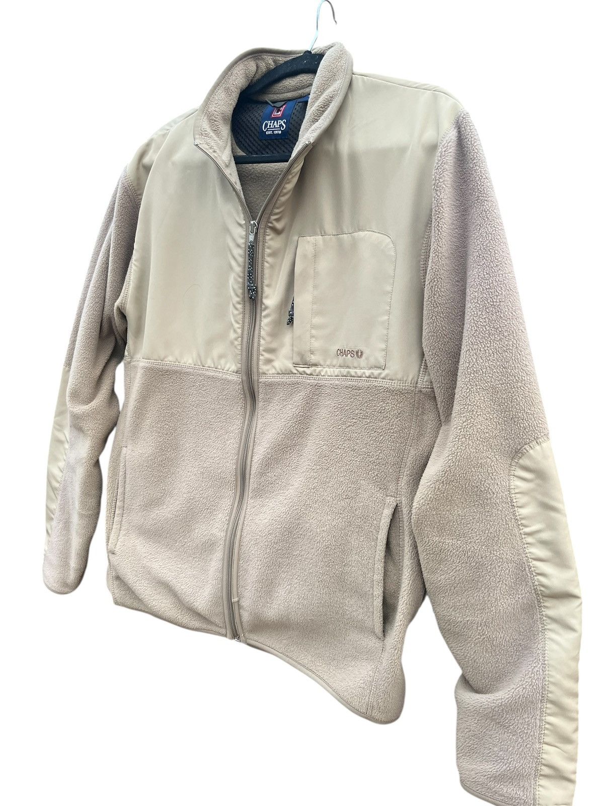 Chaps Ralph Lauren Y2K Chaps men's beige fleece jacket with full zip closure Size US L / EU 52-54 / 3 - 3 Thumbnail