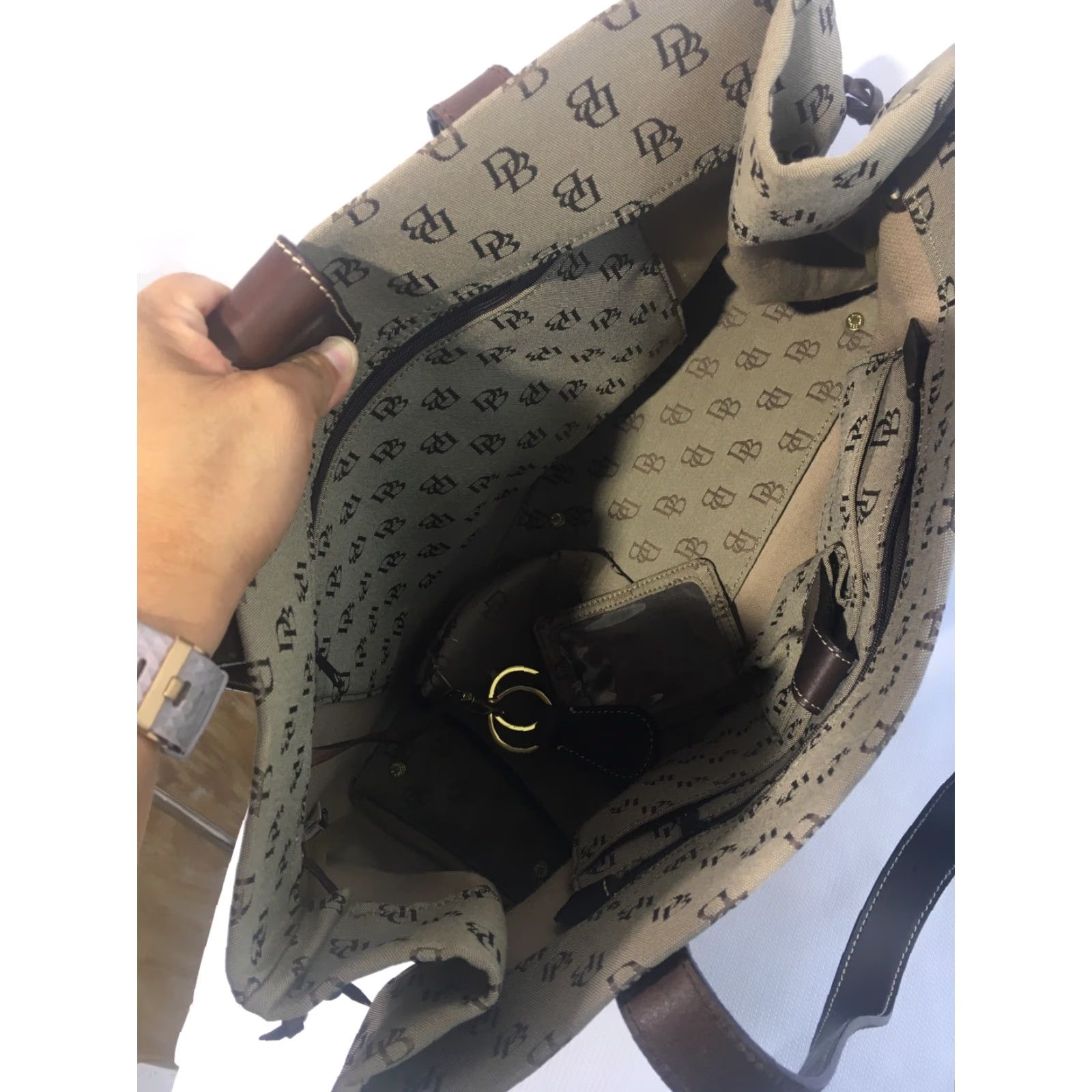 Dooney & Bourke Dooney & Bourke Tote Logo Signature Large Hand Bag Women Brown Fabric Magnetic Snap 15x11x6 Size ONE SIZE - 6 Thumbnail