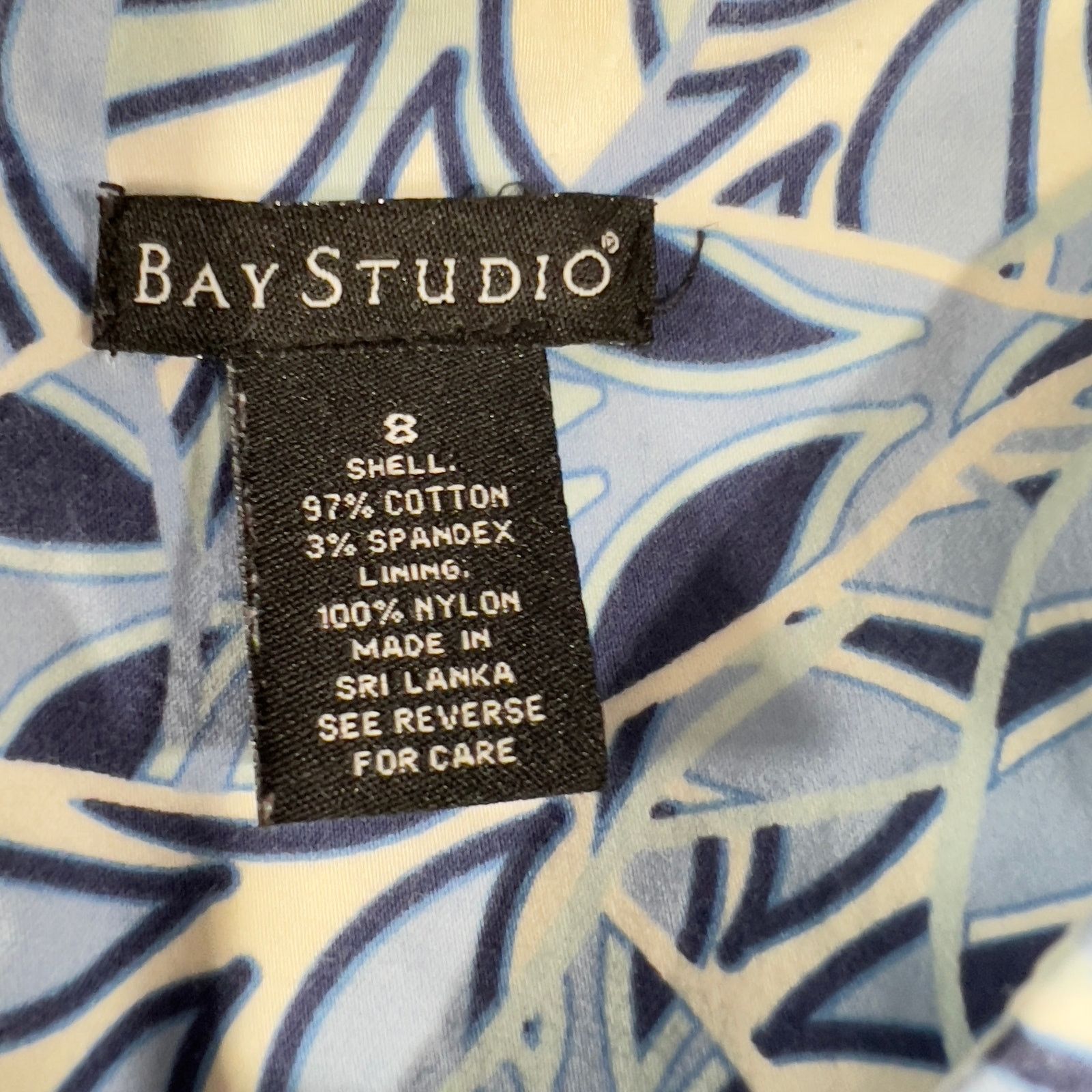 Other Bay Studio Mini Dress Sz 8 Blue White Floral Back Zip Pleat Size M / US 6-8 / IT 42-44 - 2 Thumbnail