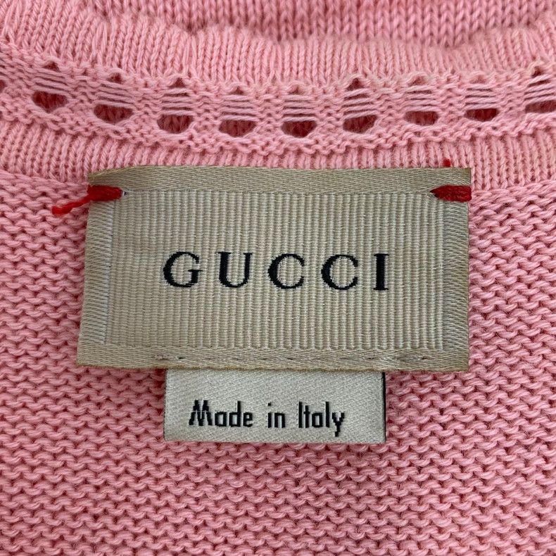 Gucci Gucci Pink cotton V-neck sleeveless hollow knitted dress Size L / US 10 / IT 46 - 6 Thumbnail