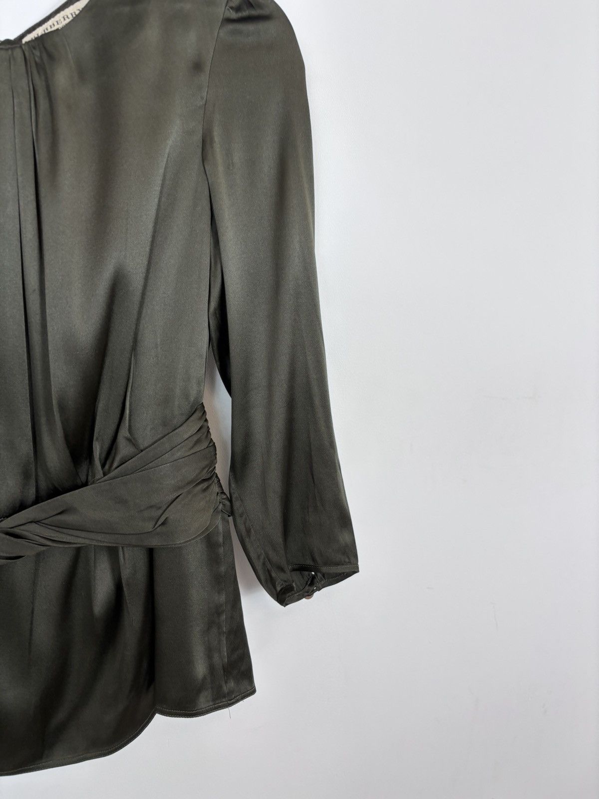 Burberry Burberry London Women’s Khaki Long Sleeve Blouse Top Size XS / US 0-2 / IT 36-38 - 6 Thumbnail