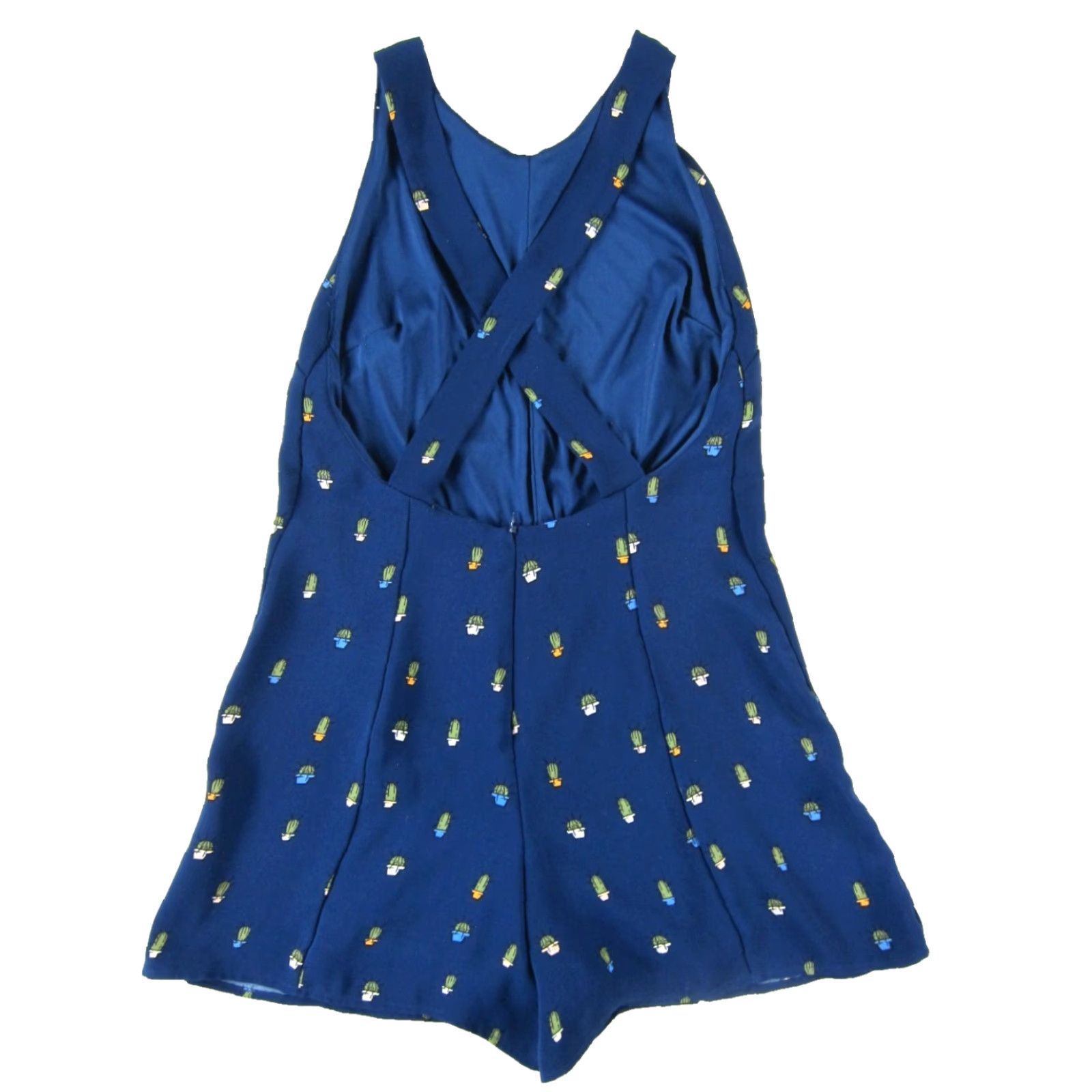 Zara Zara Trafaluc Collection Blue Green Cactus Romper Jumpsuit Shorts Women Medium Size 32" / US 10 / IT 46 - 2 Thumbnail