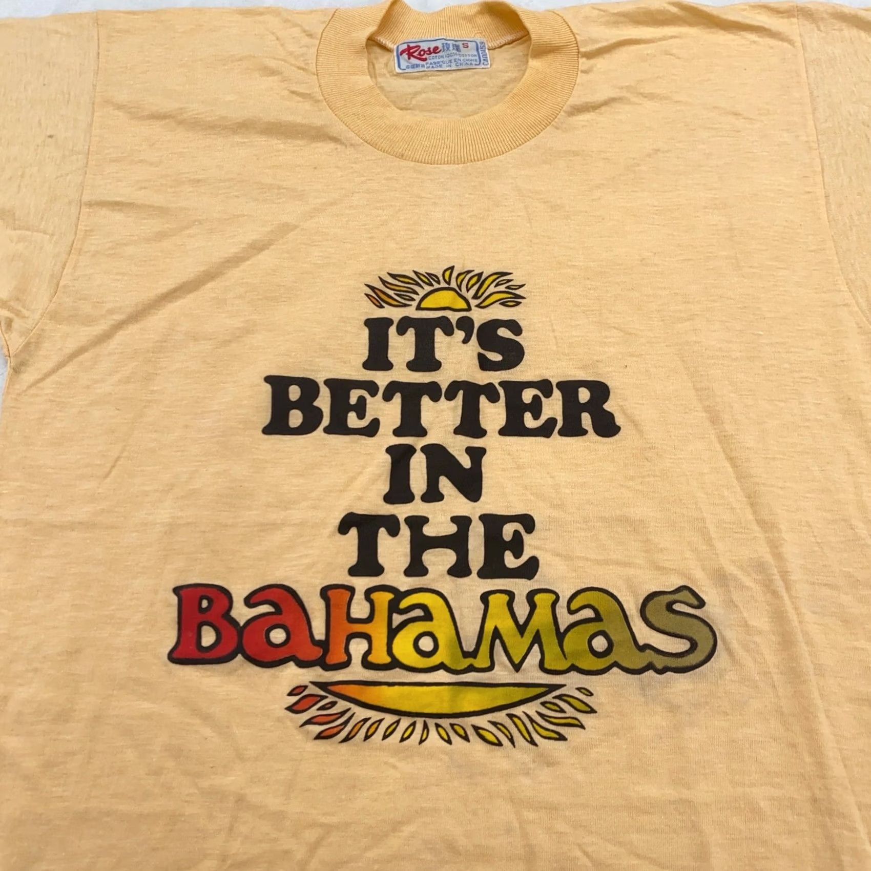 Vintage vintage 80s IT’S BETTER IN THE BAHAMAS T-Shirt 2XS beach sunset rainbow surf shirt Mens XS Pink 80s 90s Size US XS / EU 42 / 0 - 2 Thumbnail