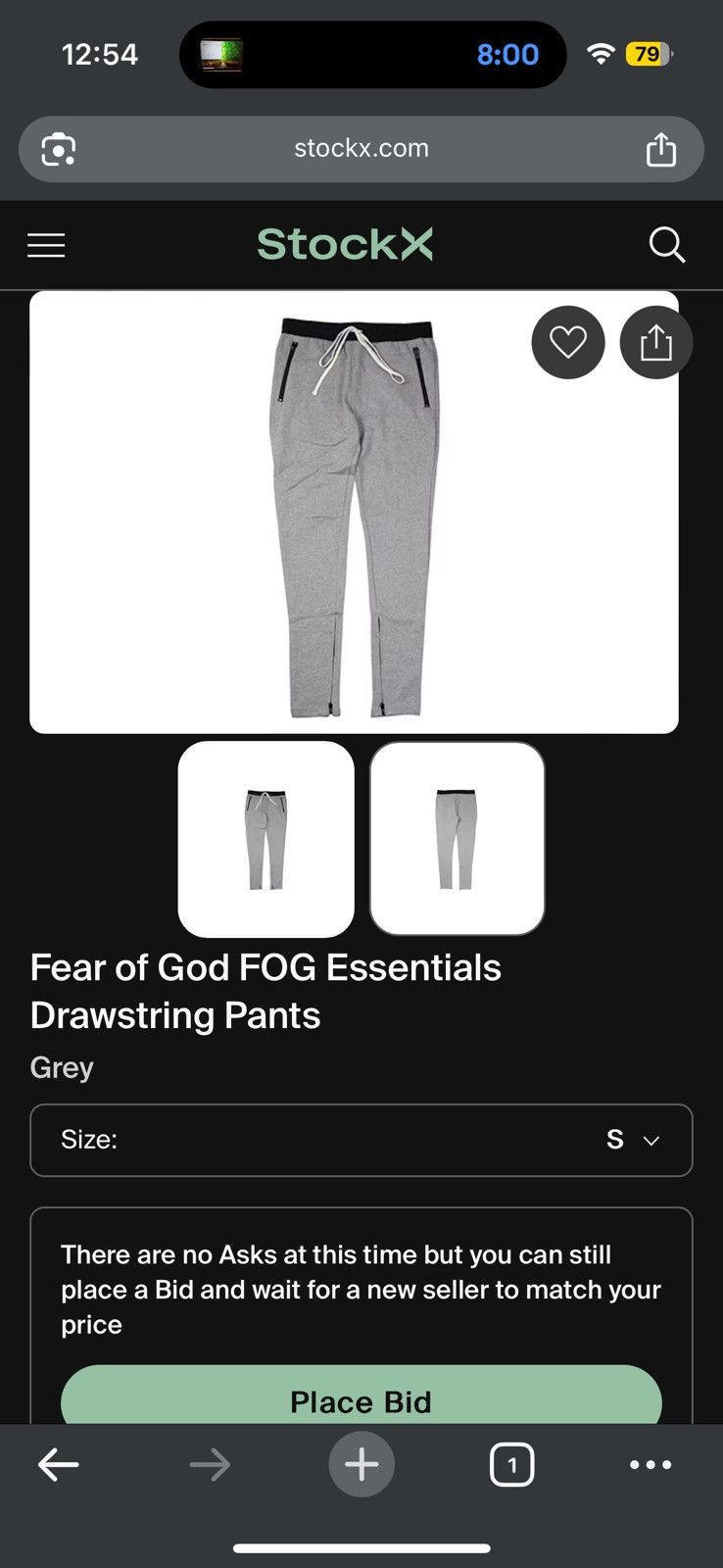 OG Fear of God Essentials Drawstring Pants Grey SZ Small🔥