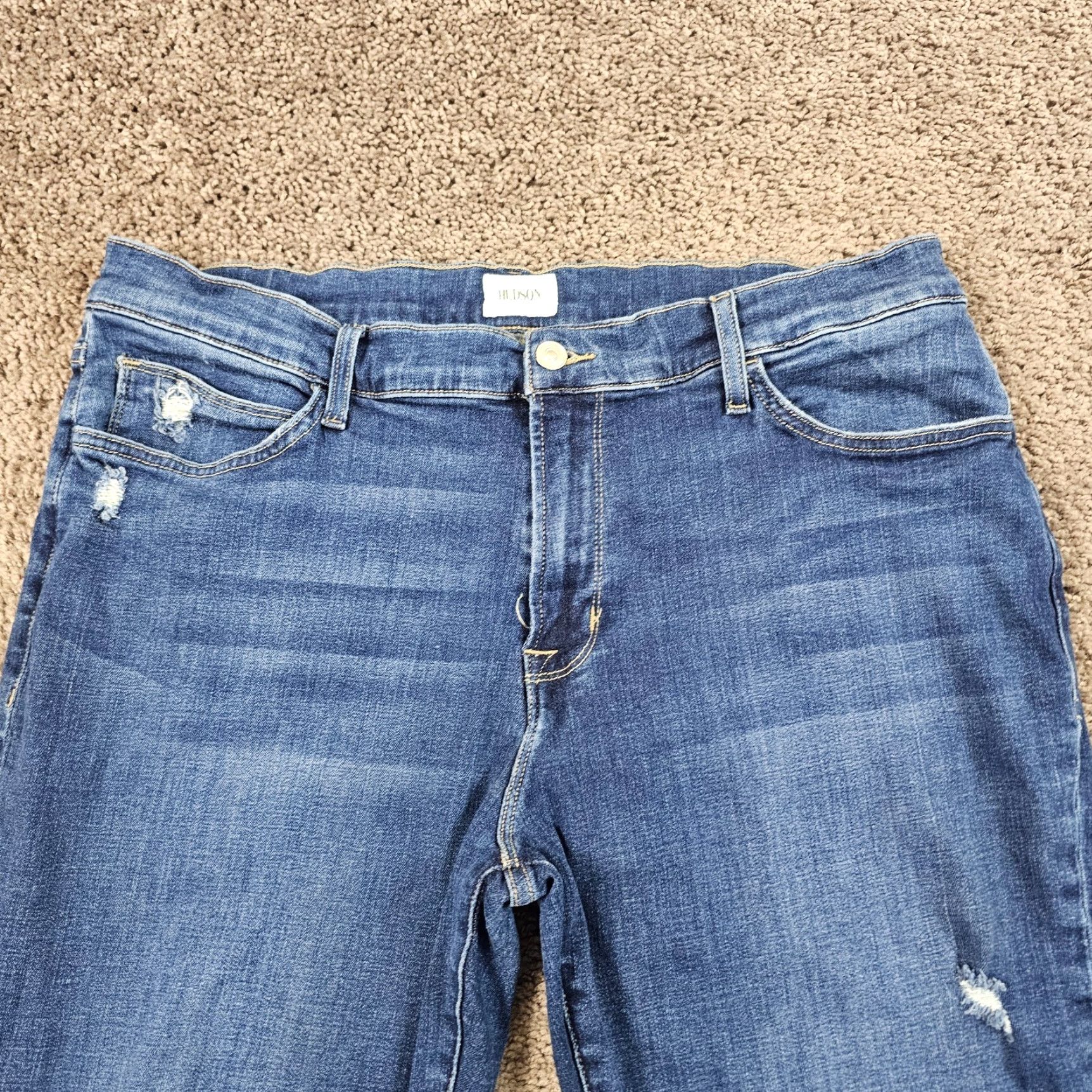 Hudson HUDSON Jeans Men's 38 Skinny Distressed Dark Wash Denim Ace Laurence Blue Size US 35 - 3 Thumbnail