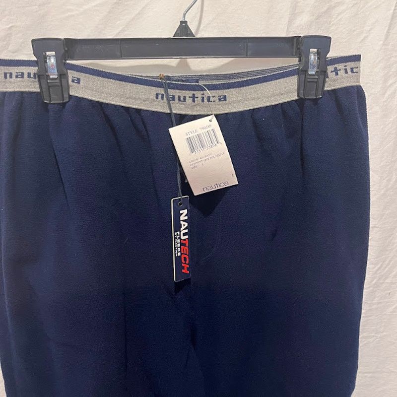 Nautica × Vintage NWT VTG Y2K Nautica Sleepwear Pants Logo Navy Fleece Mens Size US 36 / EU 52 - 5 Thumbnail