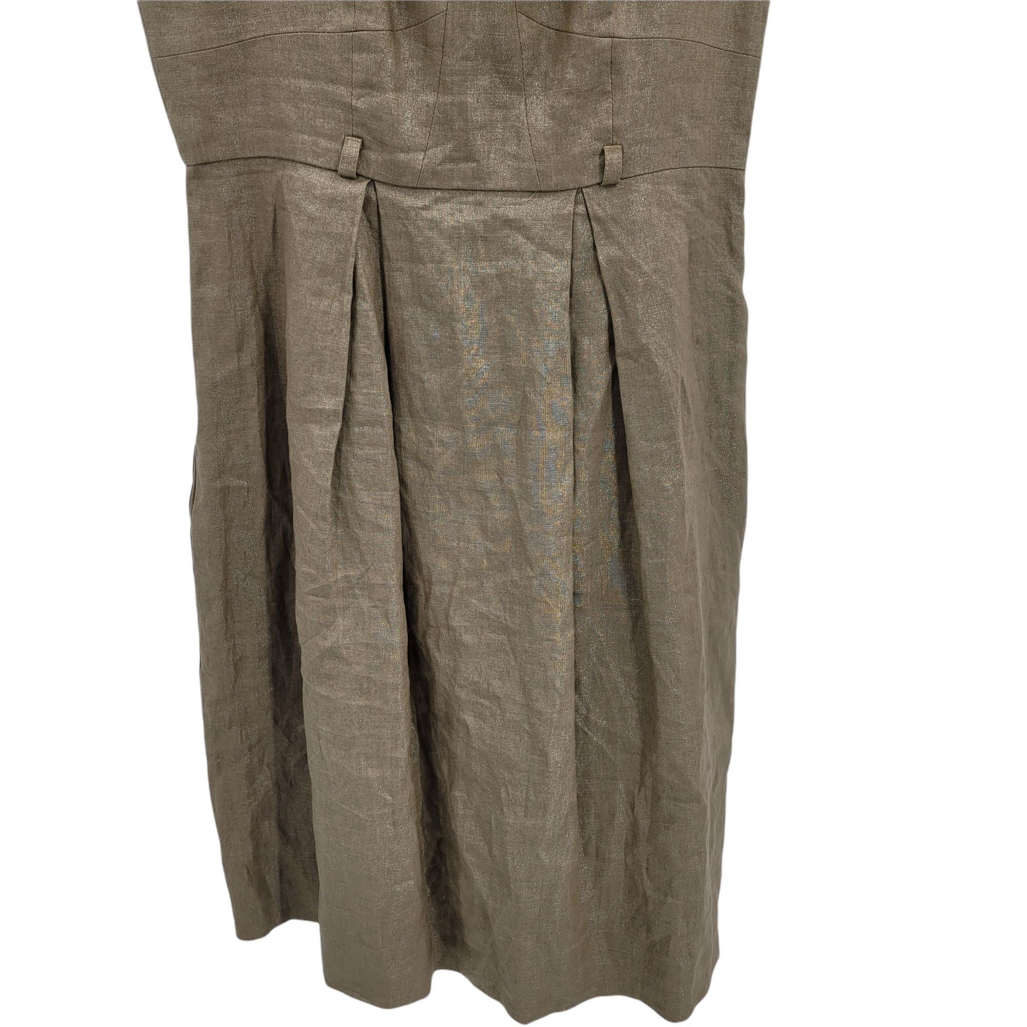 Black Halo Black Halo Linen Peasant Dress Sz 4 Metallic Bronze Apron Bu Size S / US 4 / IT 40 - 5 Thumbnail