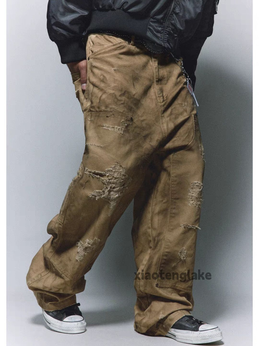 Unisex faded loose baggy Carpenter stain punk pants