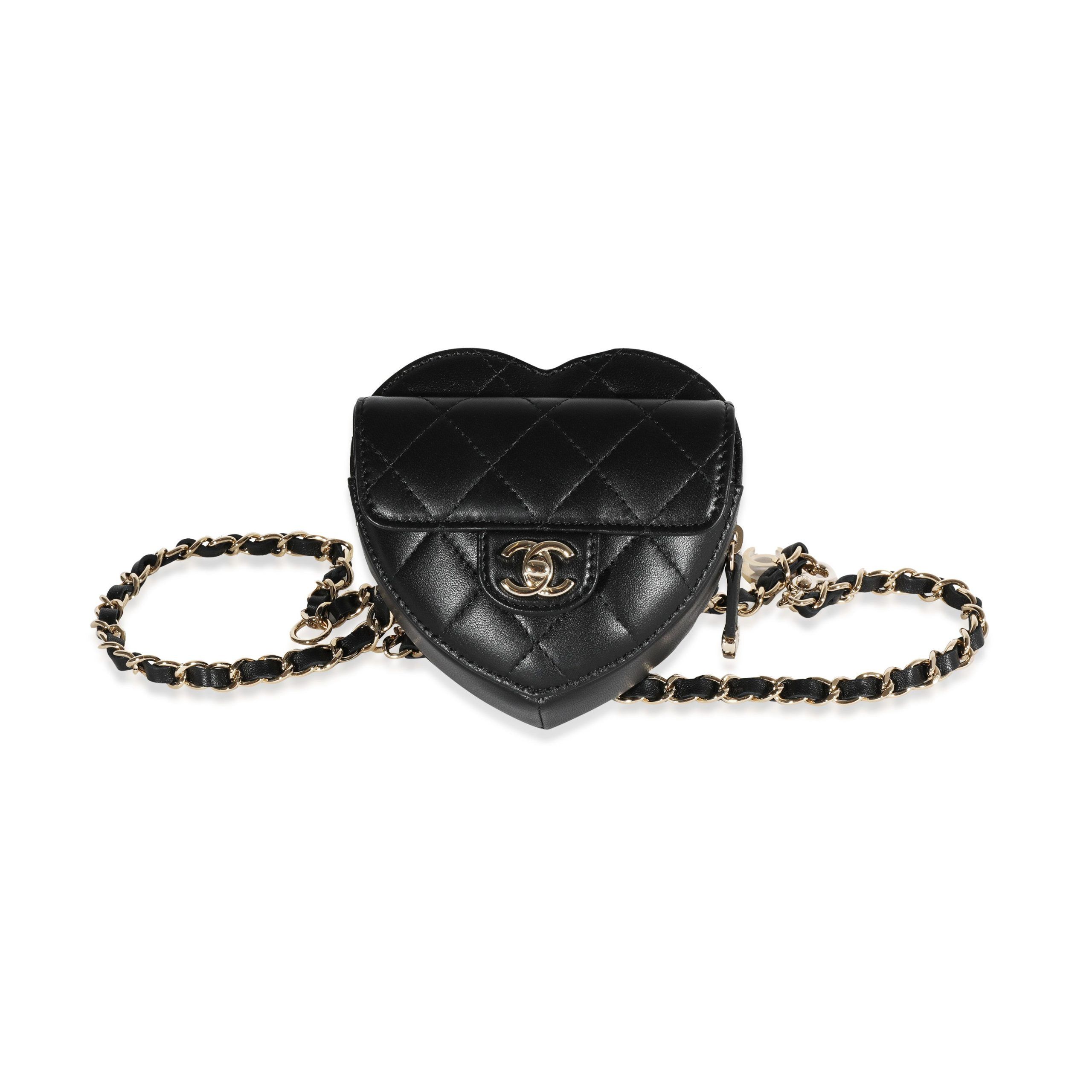 image of Chanel Black Quilted Lambskin Heart Belt Bag, Women's