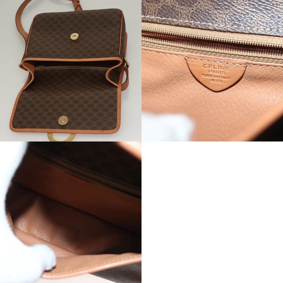 Celine CELINE Macadam Canvas Shoulder Bag Pvc Leather Brown Gold Size ONE SIZE - 11 Thumbnail