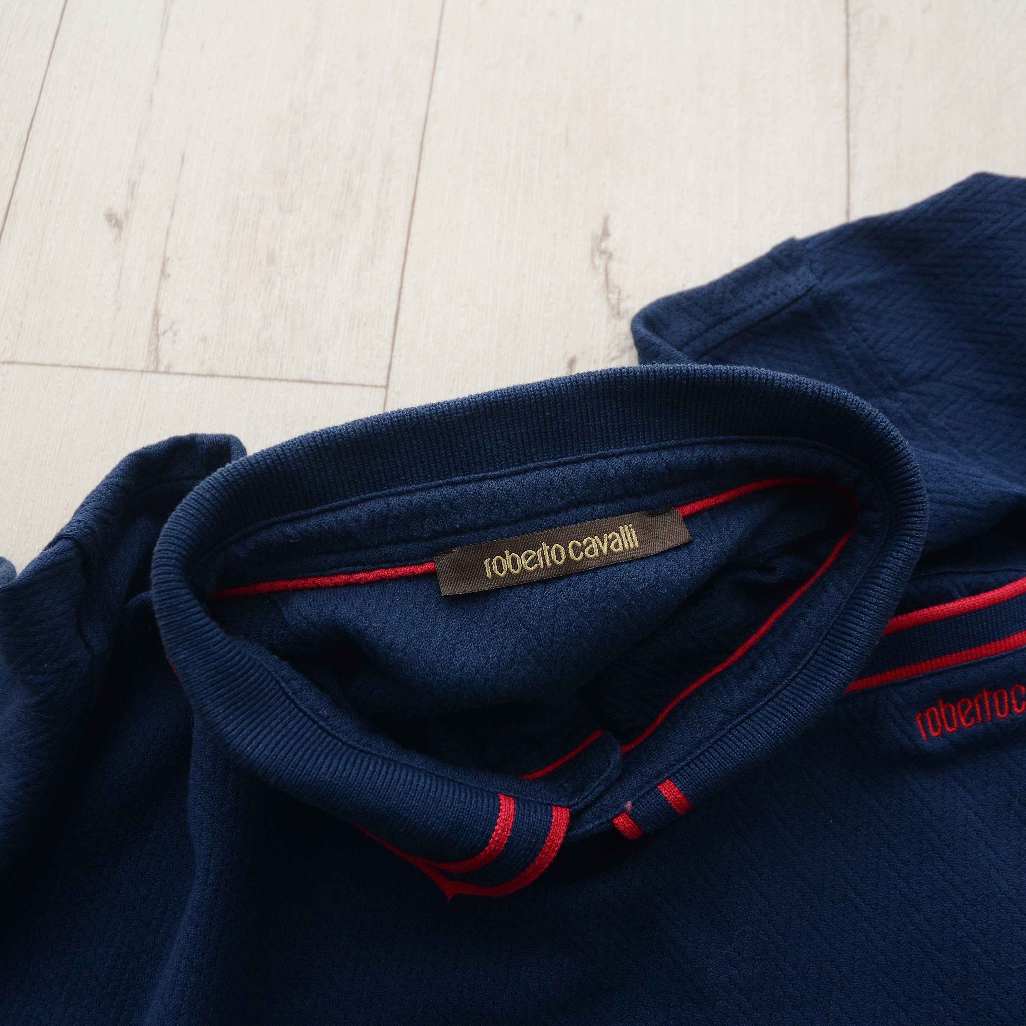 Roberto Cavalli Roberto Cavalli Embroidered Logo Knit Polo in Navy Size M Size US M / EU 48-50 / 2 - 9 Thumbnail