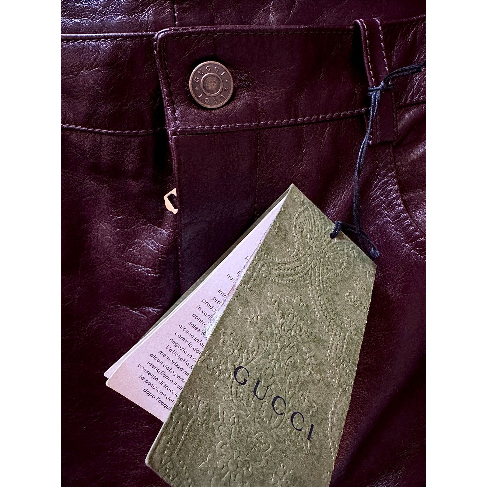 Gucci Gucci NWT Bordeaux Soft Calf Leather Pants Size 31" - 5 Thumbnail