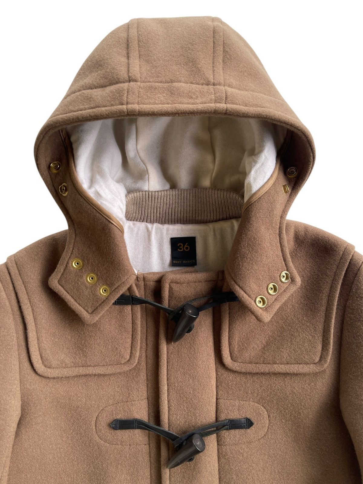MasterPiece SCYE x MASTERPIECE Wool Beige Duffle Coat Size US S / EU 44-46 / 1 - 4 Thumbnail