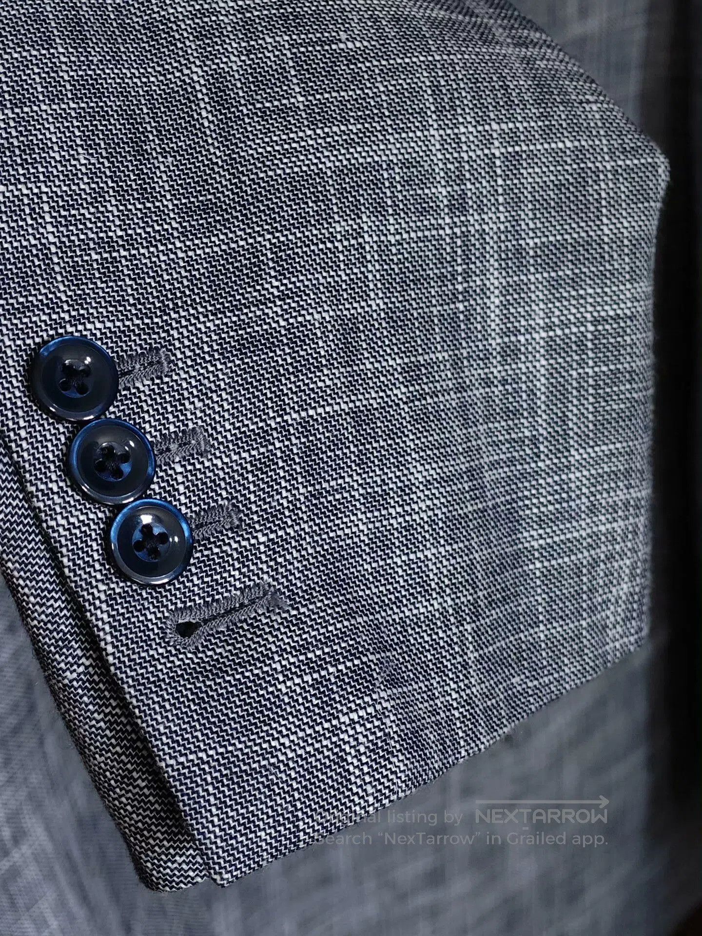 Japanese Brand Custom Gray-Blue Wool Linen Suit. Size US M / EU 48-50 / 2 - 4 Thumbnail