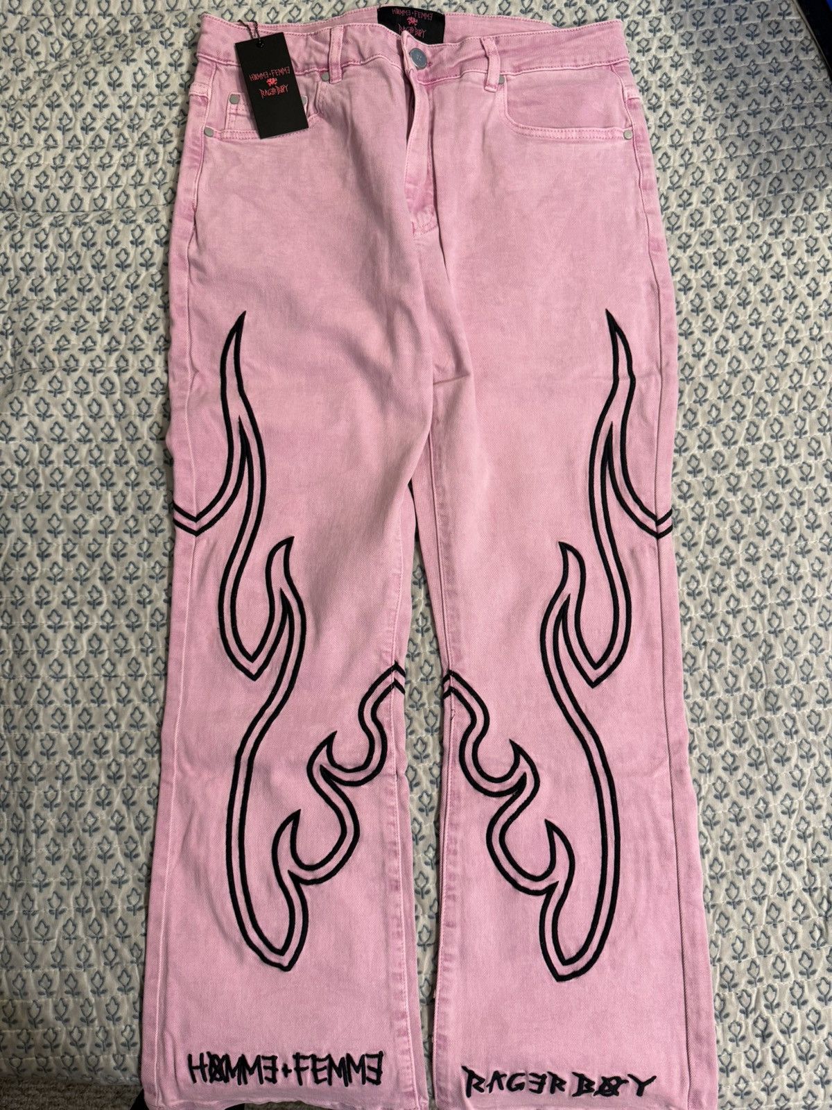 Homme + Femme La Homme + Femme x Rager Boy Pink flared jeans size 34 Size US 34 / EU 50 - 1 Thumbnail