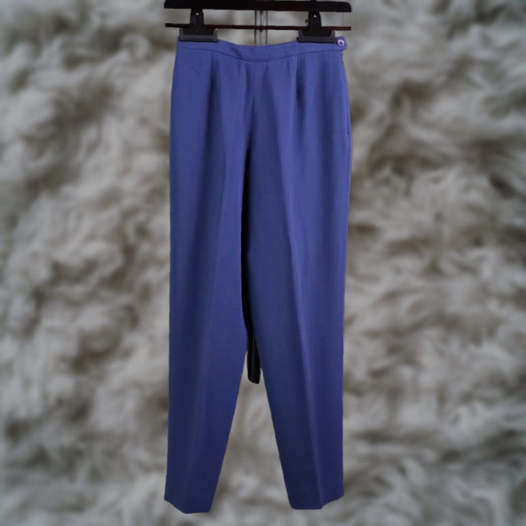 Doncaster Dress Pants Womens 6P Petite Blue Wool Tailored Straight Career Dress Pants Ladies 6P Petite Blue Wool Tailored Straight Career