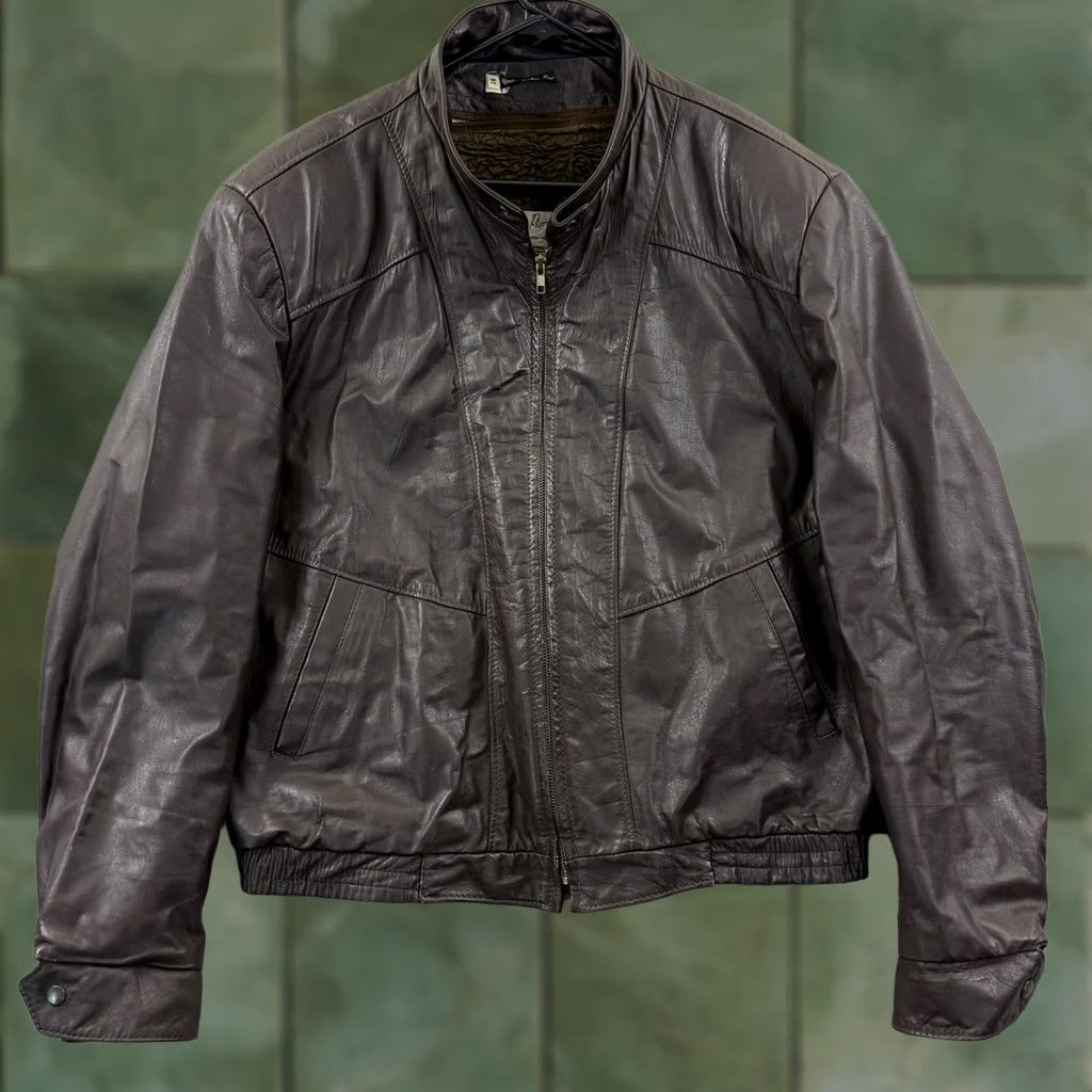 Vintage VINTAGE Jean Pierre Leather Jacket Men XL Brown 80s Biker Grunge Lined Moto Jacket Size US 36 / EU 52 - 1 Thumbnail