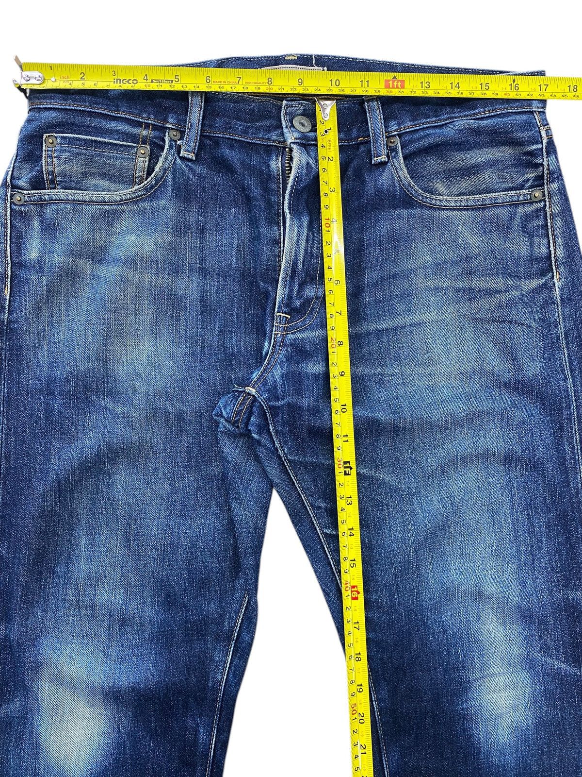 Uniqlo Uniqlo Whiskered Blue Wash Style Straight Leg Jeans Size US 34 / EU 50 - 6 Thumbnail
