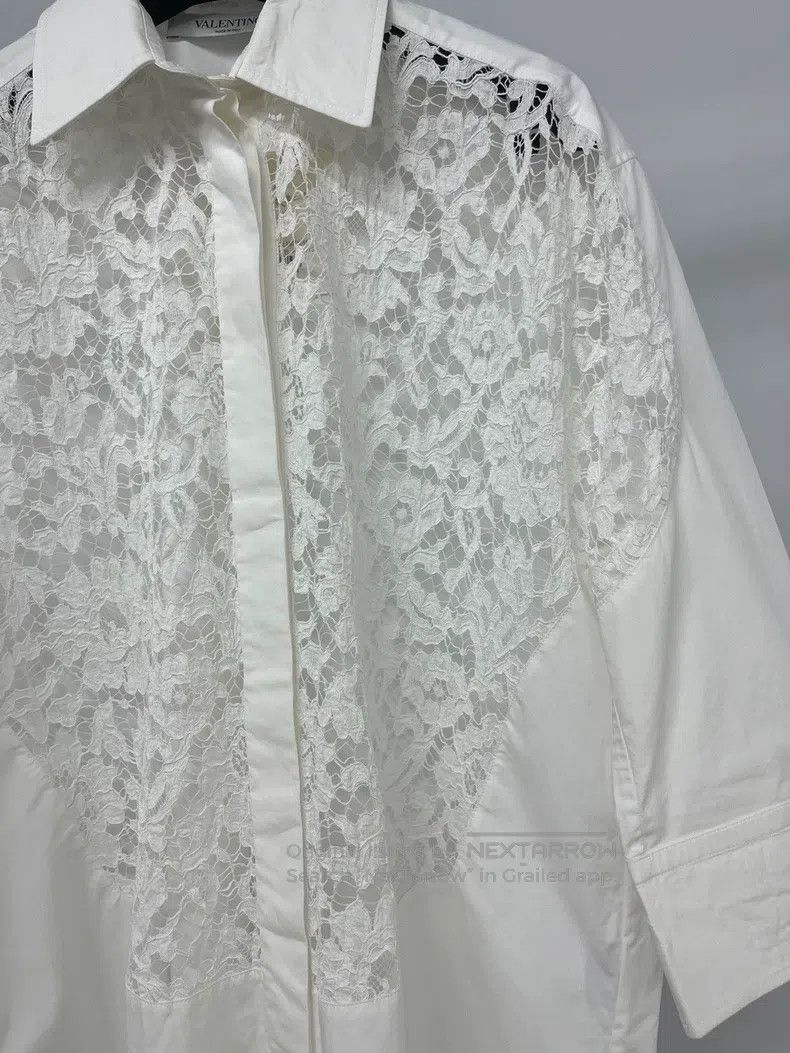 Valentino Valentino White classic lace panelled shirt Size M / US 6-8 / IT 42-44 - 3 Thumbnail