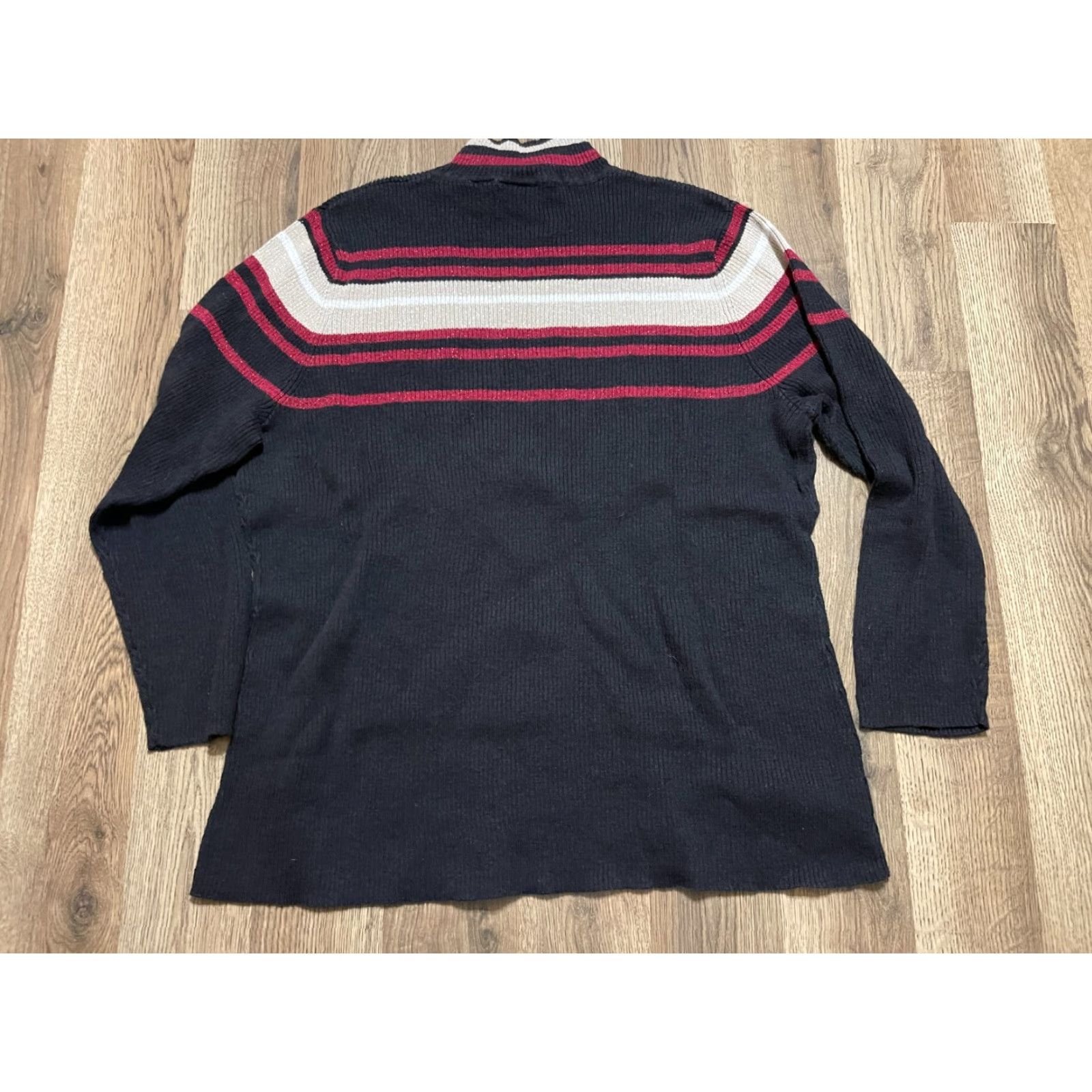 Vintage C.J. Banks Sweater Women's 2X Pullover Turtleneck Red Black White Knit Long Sleeve Casual Fall Spring Summer Vintage: No Size XXL / US 16-18 / IT 52-54 - 2 Thumbnail