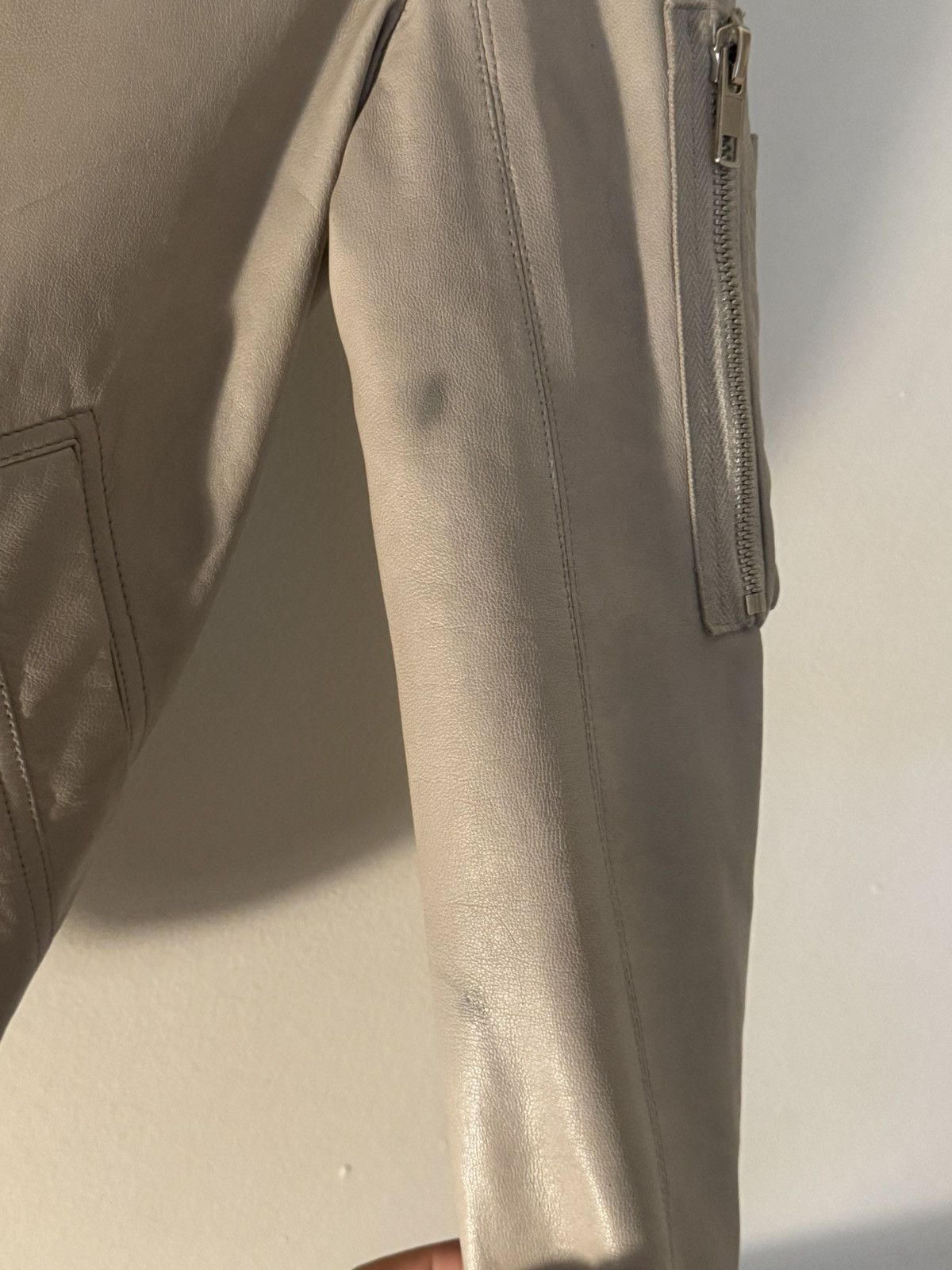 Rick Owens S Lamb leather / virgin wool bomber jacket in Pearl Size S / US 4 / IT 40 - 16 Thumbnail