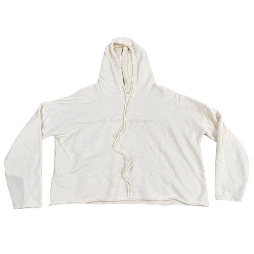 Alo Yoga Alo Yoga Cropped Raw Hem Hoodie in Beige, Size L Size L / US 10 / IT 46 - 1 Thumbnail
