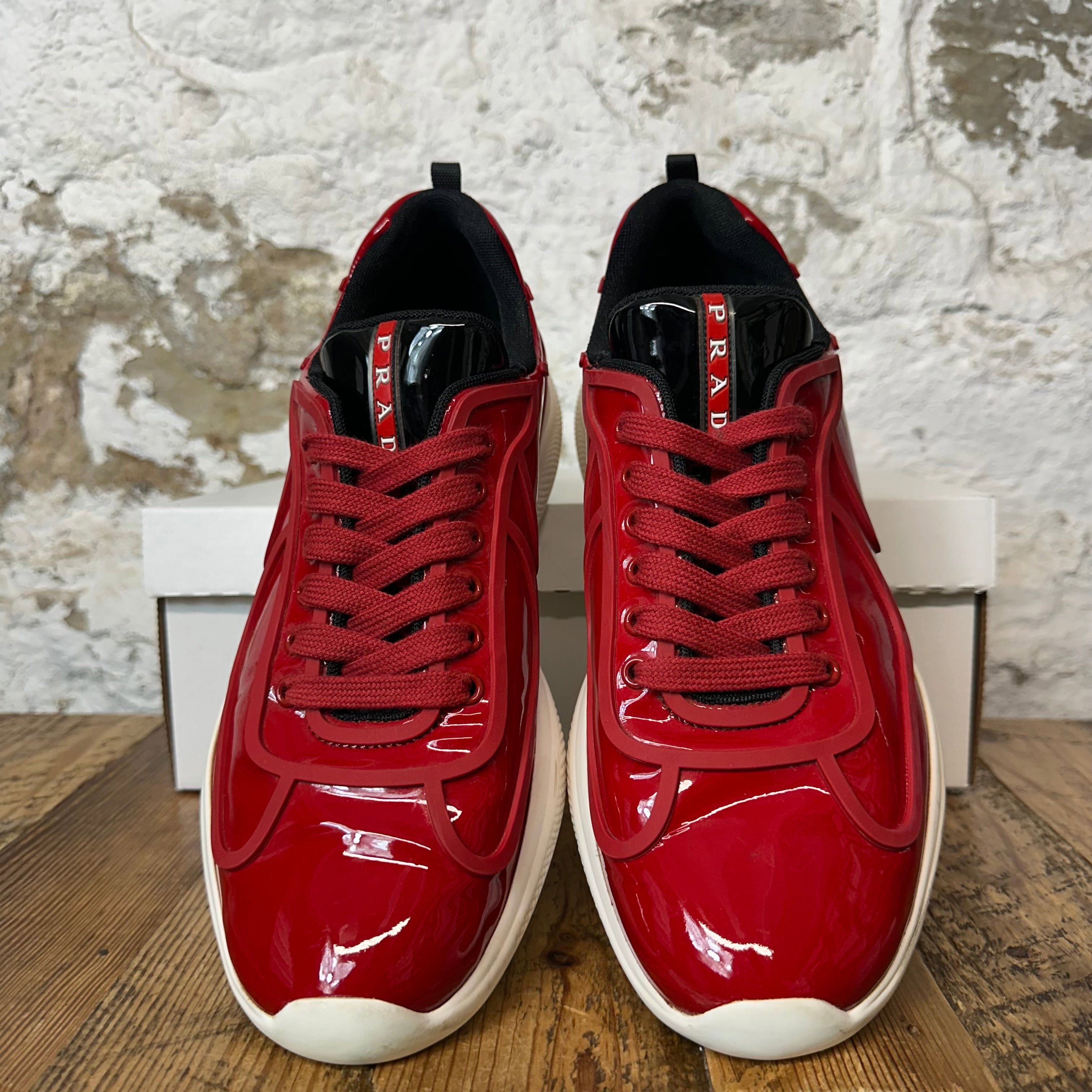 Prada Prada Americas Cup Rossa Patent White Sneaker Size 9.5 Size US 9.5 / EU 42-43 - 3 Thumbnail