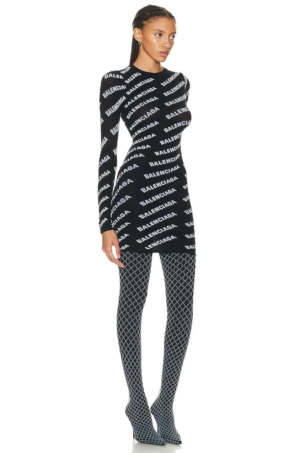Balenciaga o1mt1gz1024 Dress Allover Logo in Black/White Size XL / US 12-14 / IT 48-50 - 3 Thumbnail