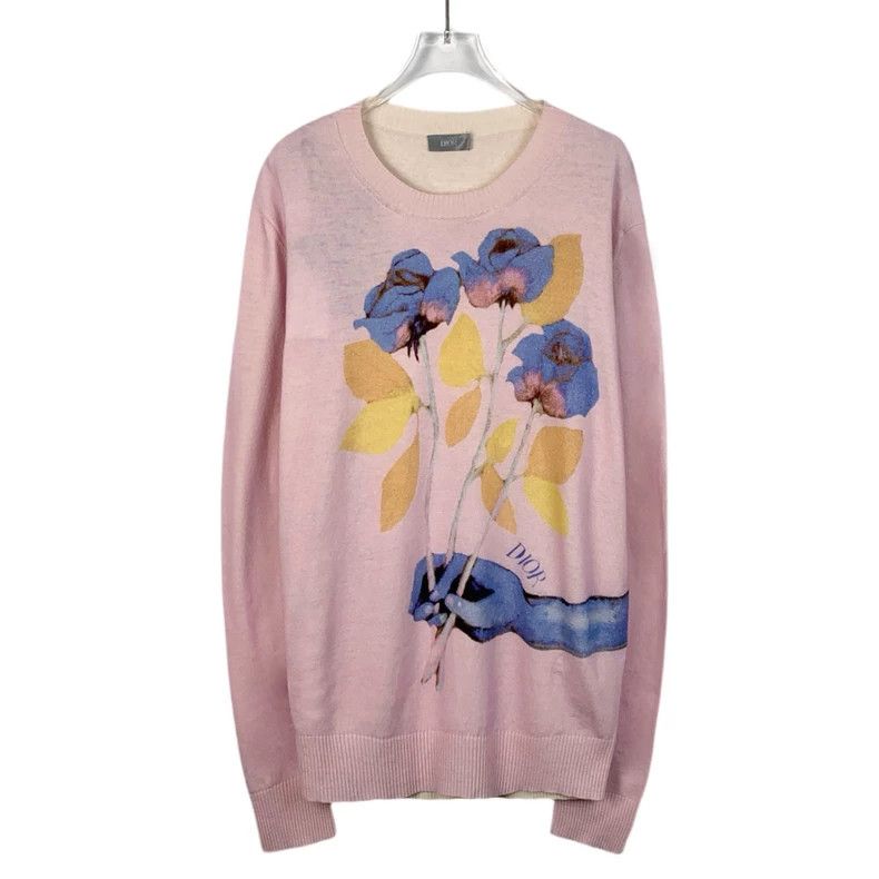 Dior Dior Pink floral pattern inlaid wool round-neck long-sleeve Size US L / EU 52-54 / 3 - 1 Thumbnail
