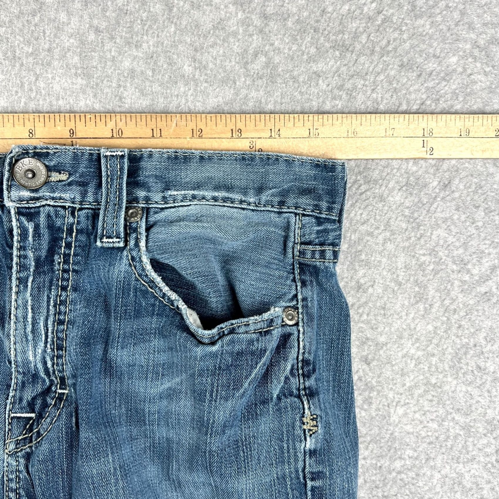 Vintage Buckle BKE Tyler Jeans Mens Blue Stretch Denim Straight Pants 30x30 Thick Stitch Size US 30 / EU 46 - 5 Thumbnail
