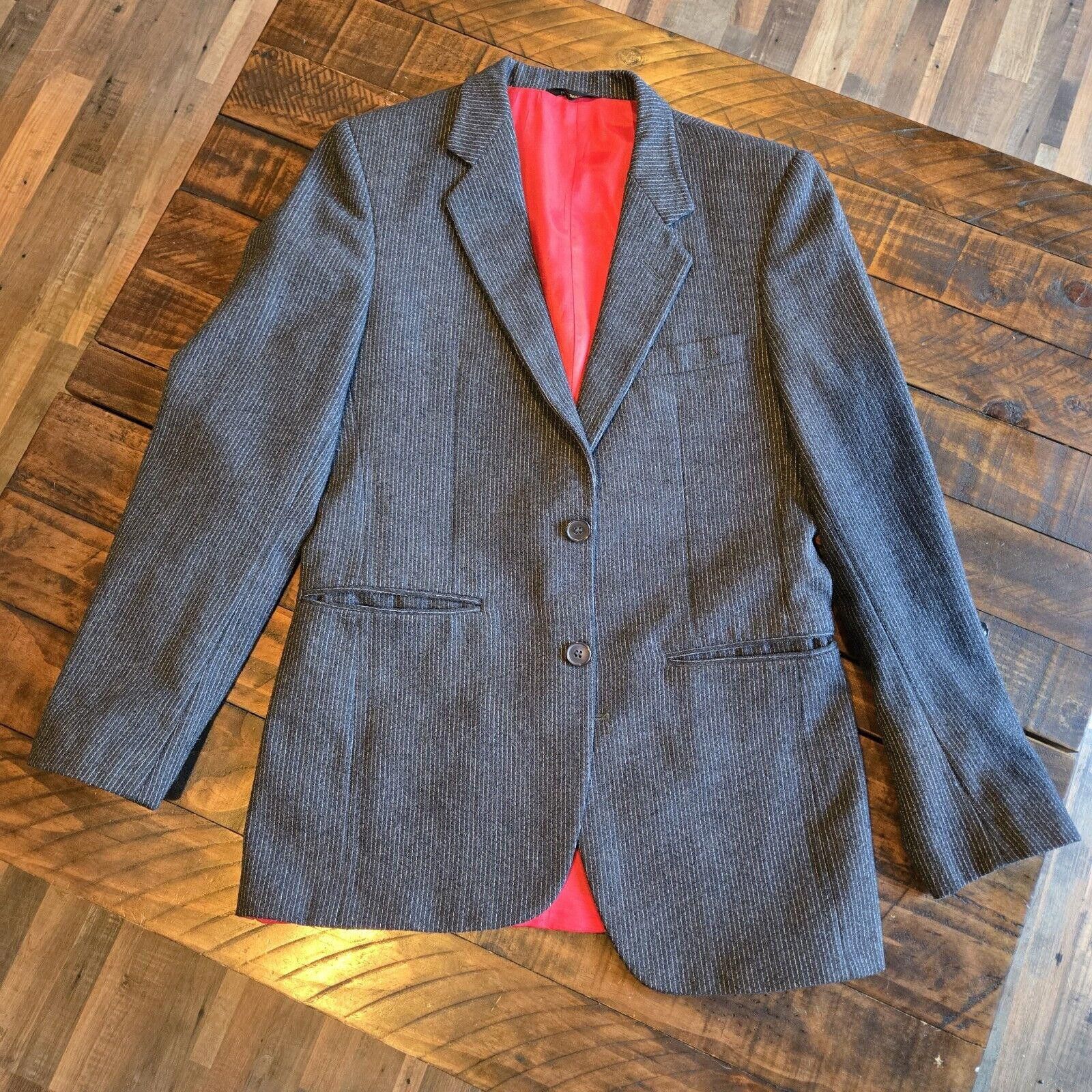 Designer Raffinati Pin Striped Jacket Mens S/M Vintage Wool Blend C21 Size 36R - 2 Thumbnail