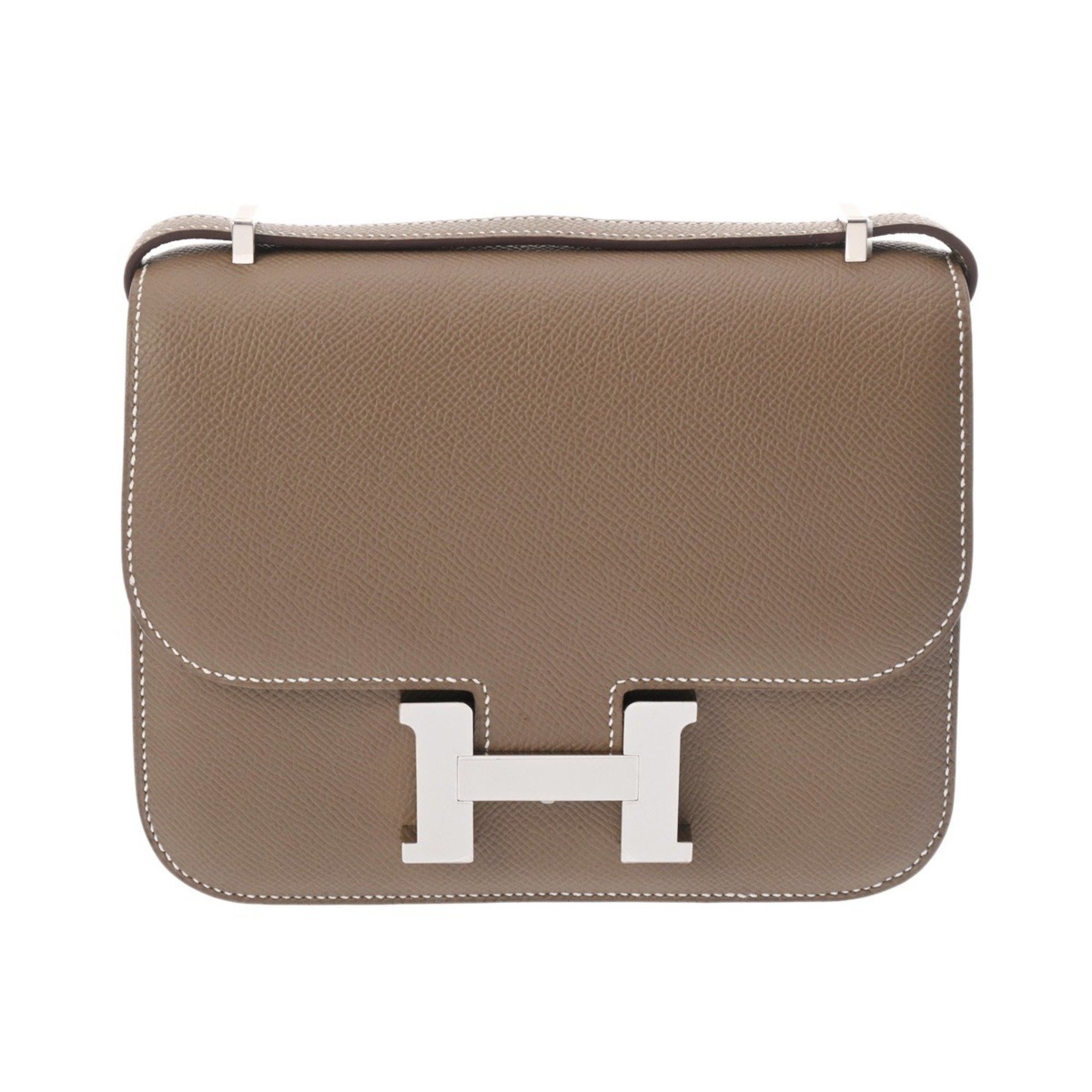 Hermes Constance 3 Mini 18 Miroir Etoupe W Stamp (Around 2024) Women's Epsom Leather Shoulder Bag Like New in Grey