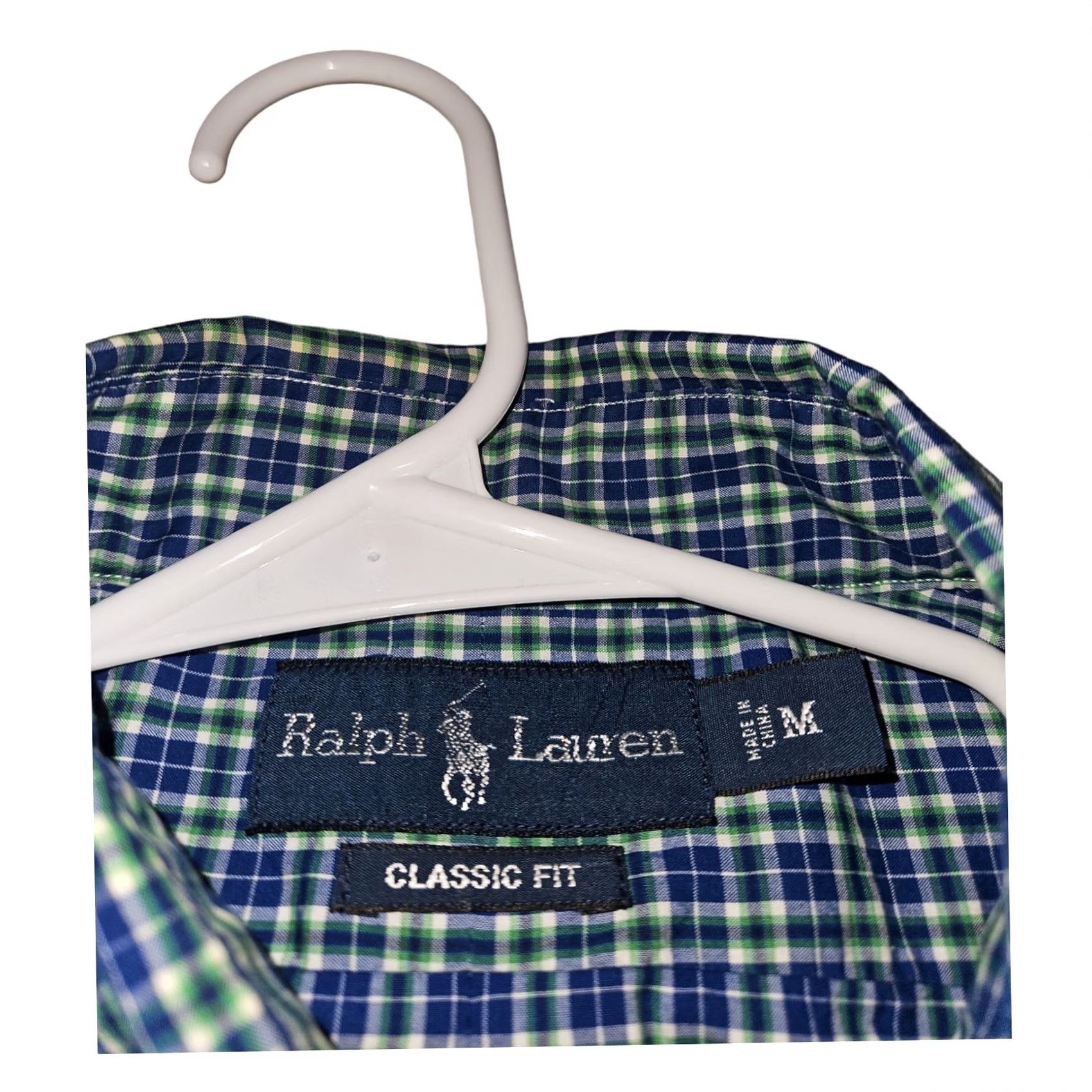 Ralph Lauren VINTAGE Ralph Lauren Button-Down Shirt M Classic Fit Men's Blue/Green Check 90s Preppy Cotton Regular Size M Blue Size US M / EU 48-50 / 2 - 2 Thumbnail