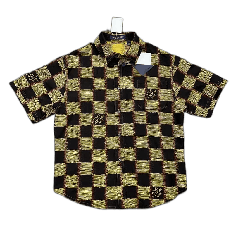 Louis Vuitton Louis Vuitton Black Yellow Checkerboard Short Sleeve Shirt Size US XS / EU 42 / 0 - 1 Thumbnail