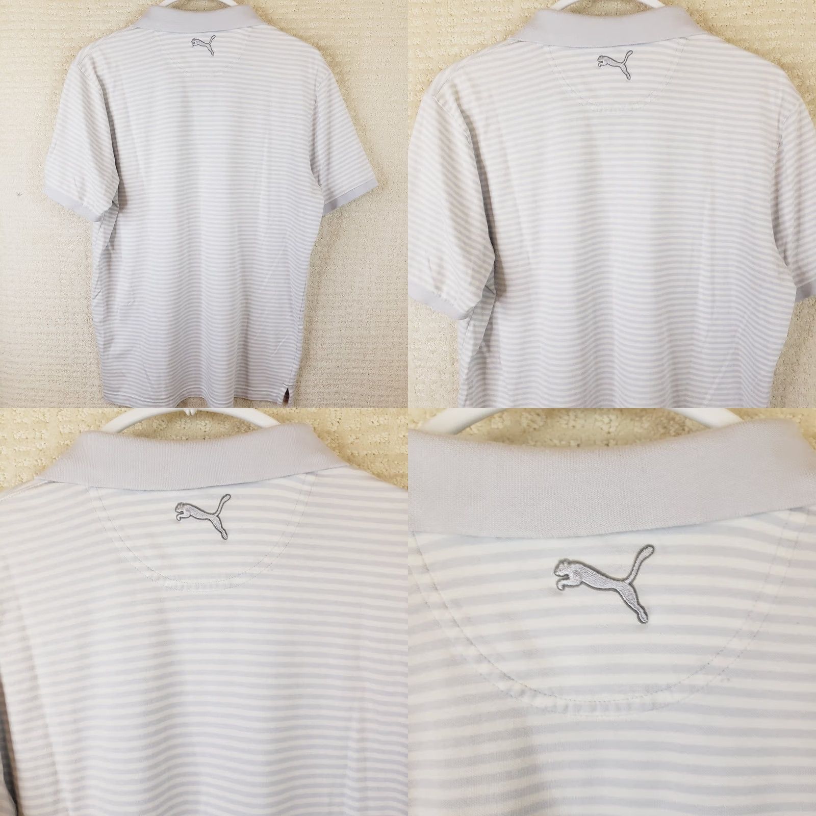 Puma Puma Arnold Palmer Calab Men's Polo Shirt Gray Stripe Knit Cotton Blend Short Sleeve Pullover Regular Fit Casual Golf Size US M / EU 48-50 / 2 - 8 Thumbnail